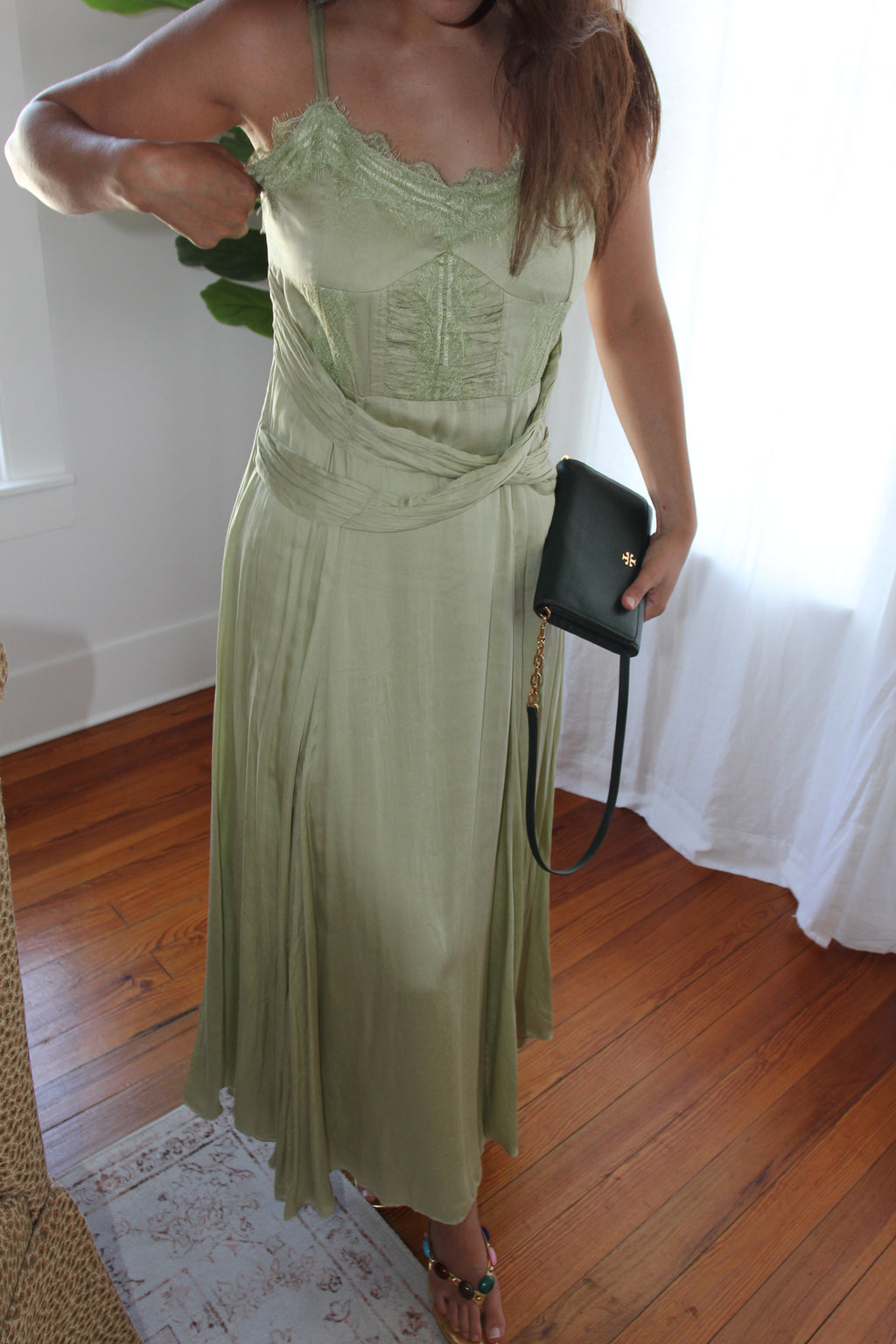 Anthropologie Let Me Be A-Line Lace-Trimmed Midi Dress