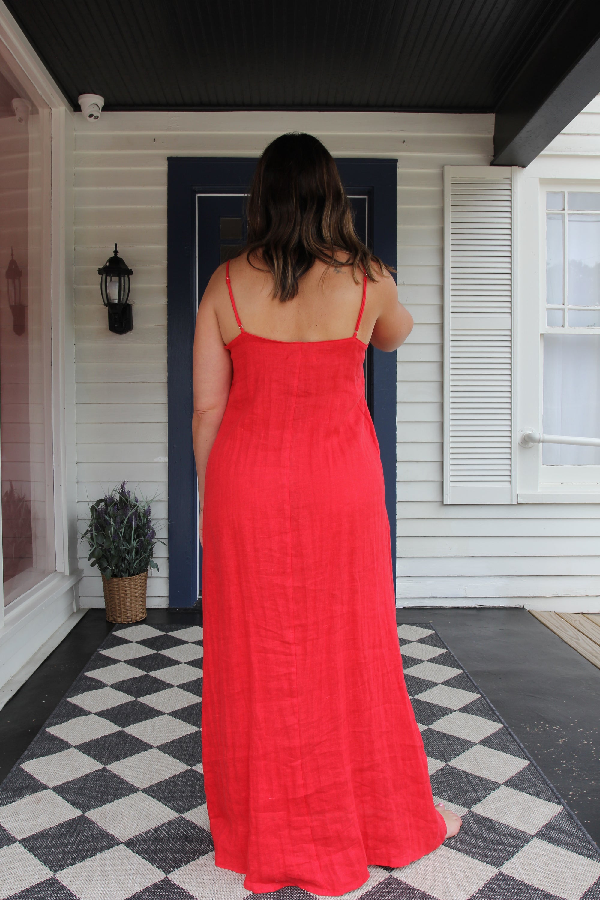 Red Linen Maxi Dress – I Would Never