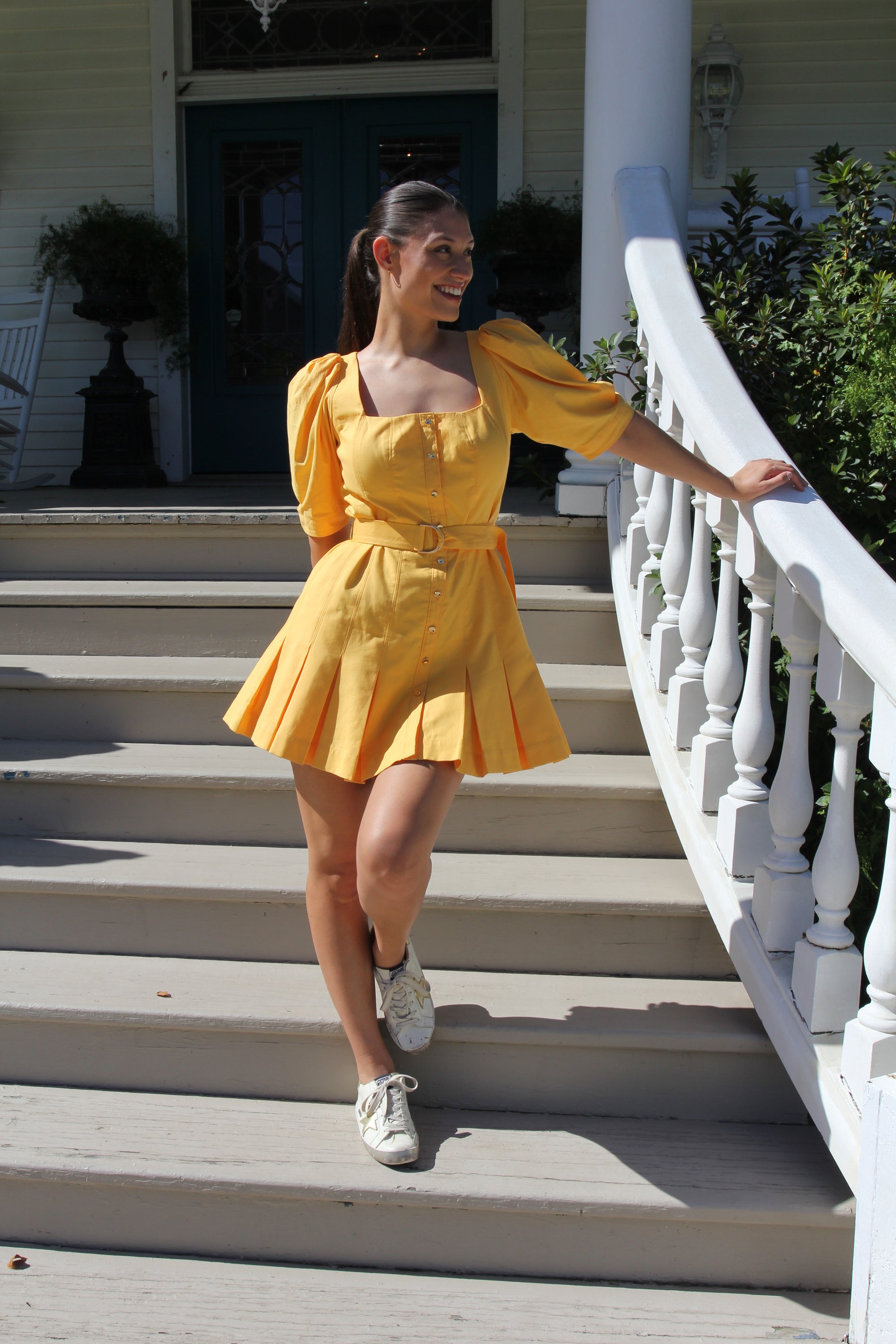 Alcer Casper Mini Dress in Mango Yellow