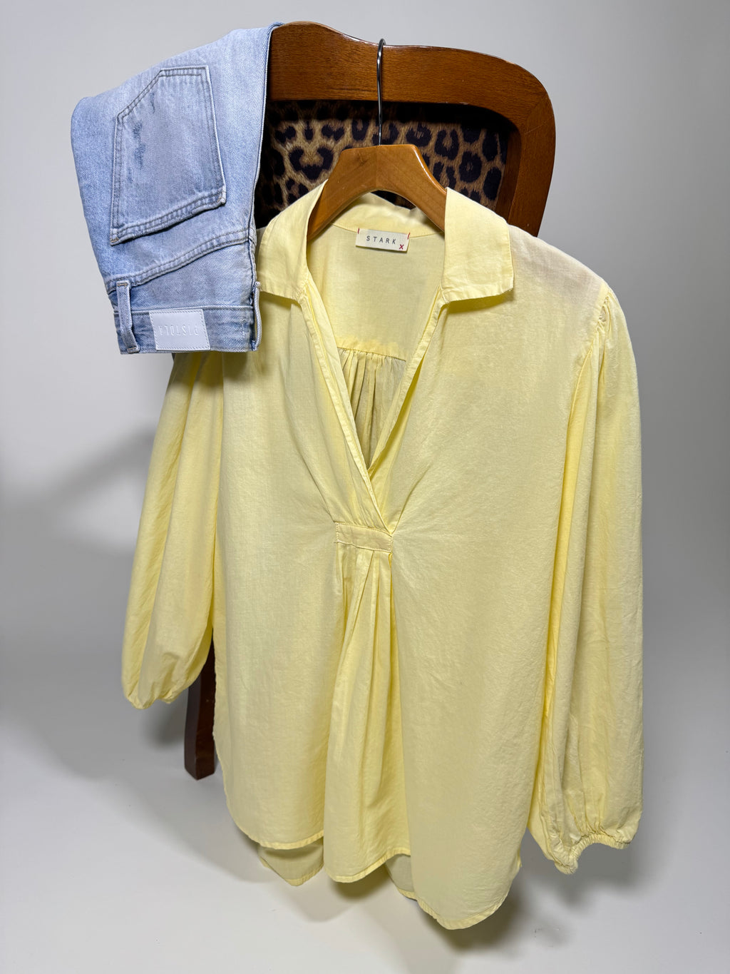 linen yellow long sleeve top