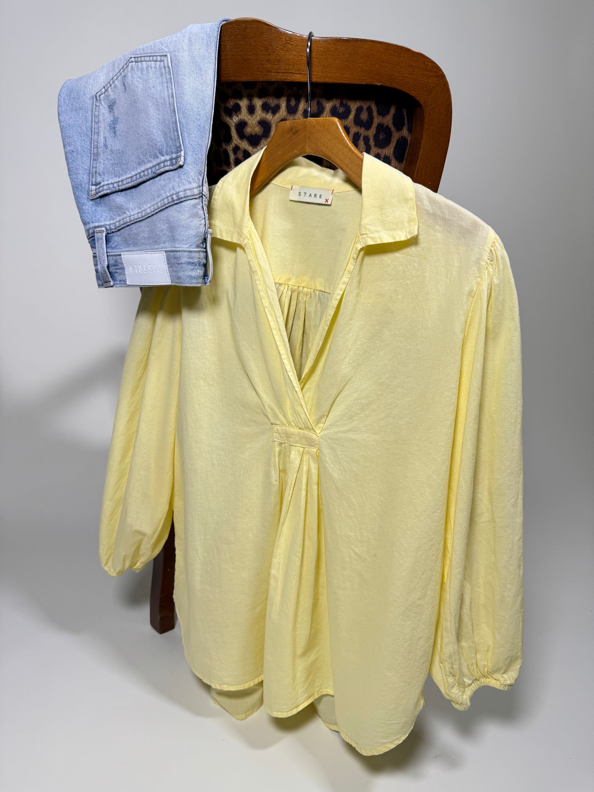 linen yellow long sleeve top
