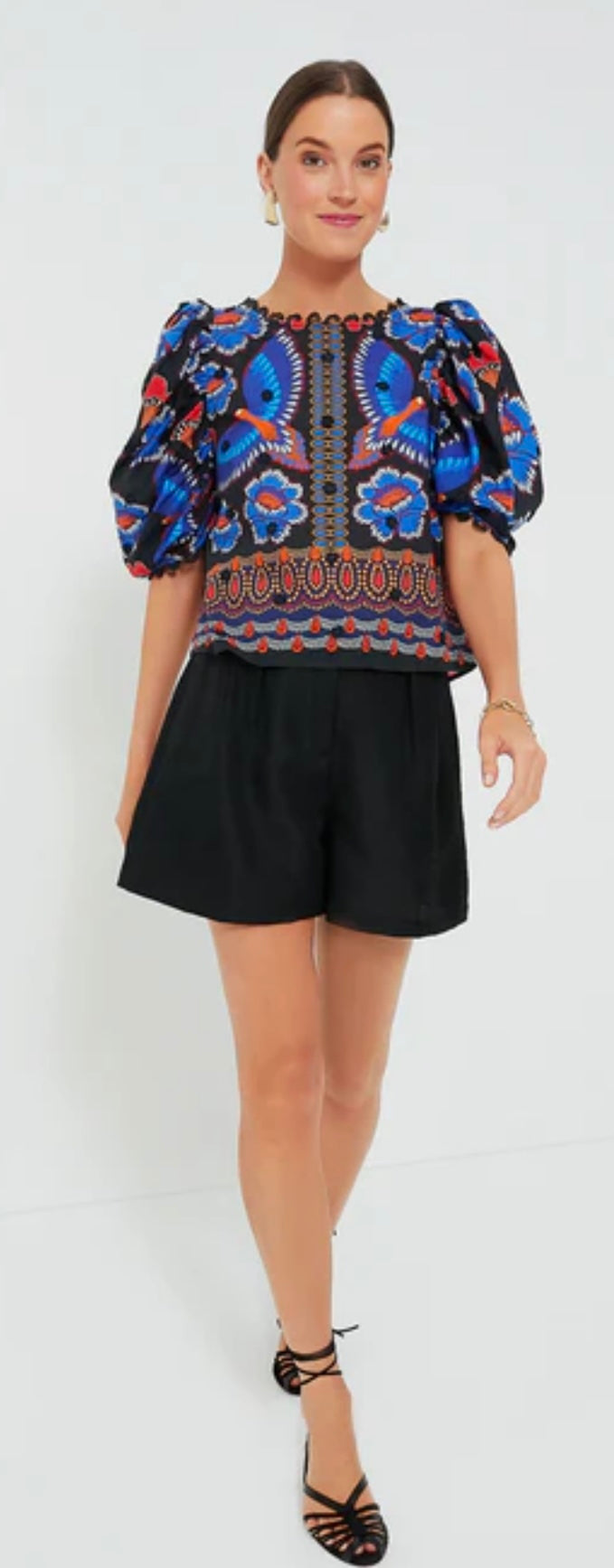 Farm Rio Ainika Sparkle Short-Sleeve Blouse
