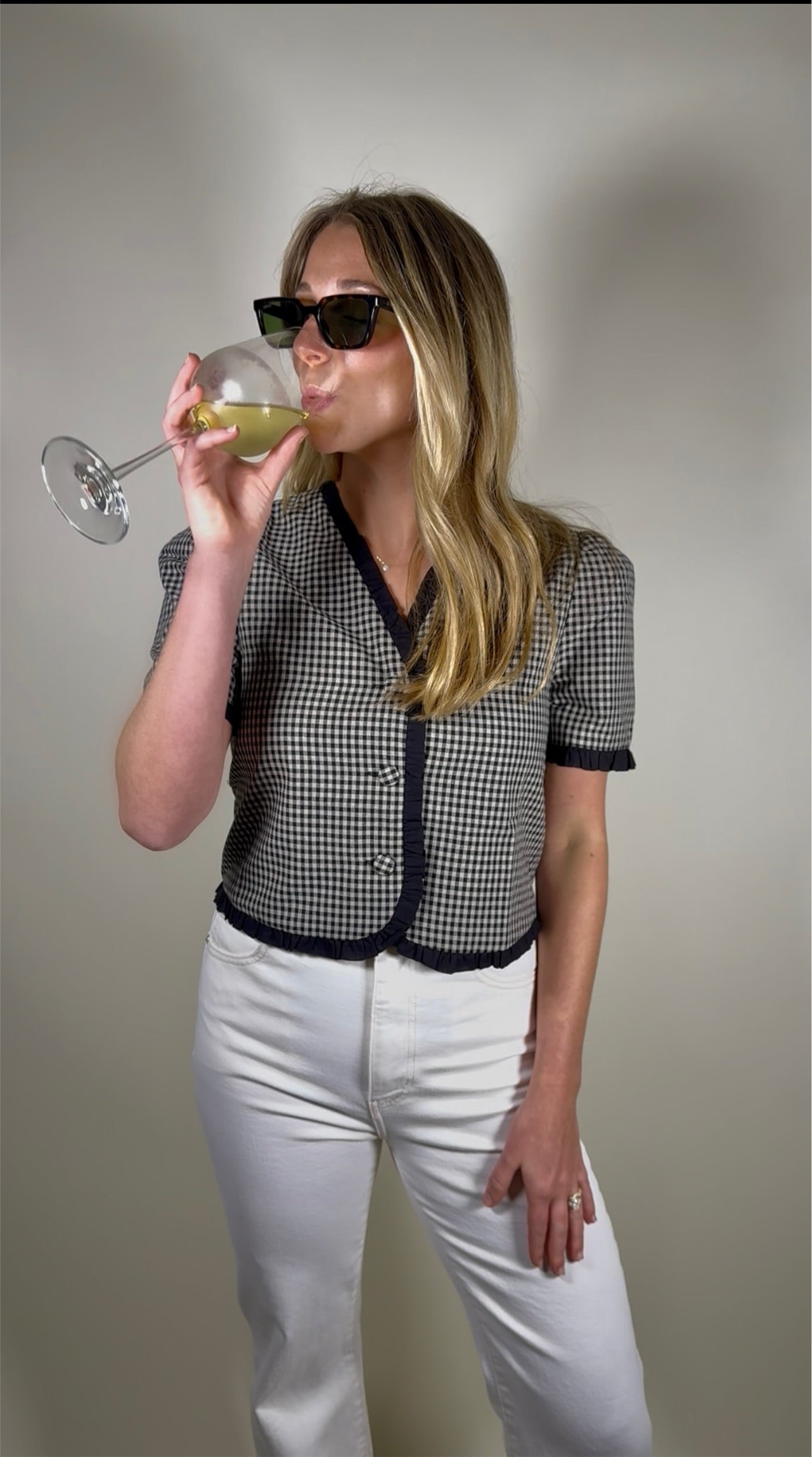 Gingham Black and White Top