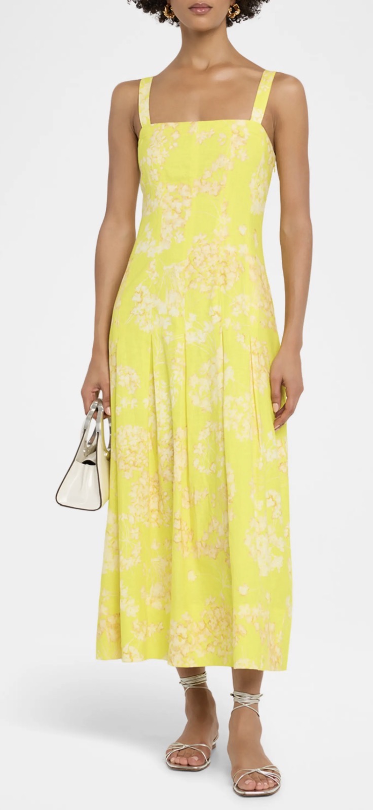 Marie Oliver Dixon Pleated Floral Midi Dress in Honeysuckle