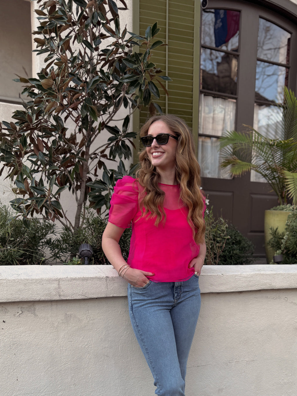 Silk Pink Puff Sleeve Top