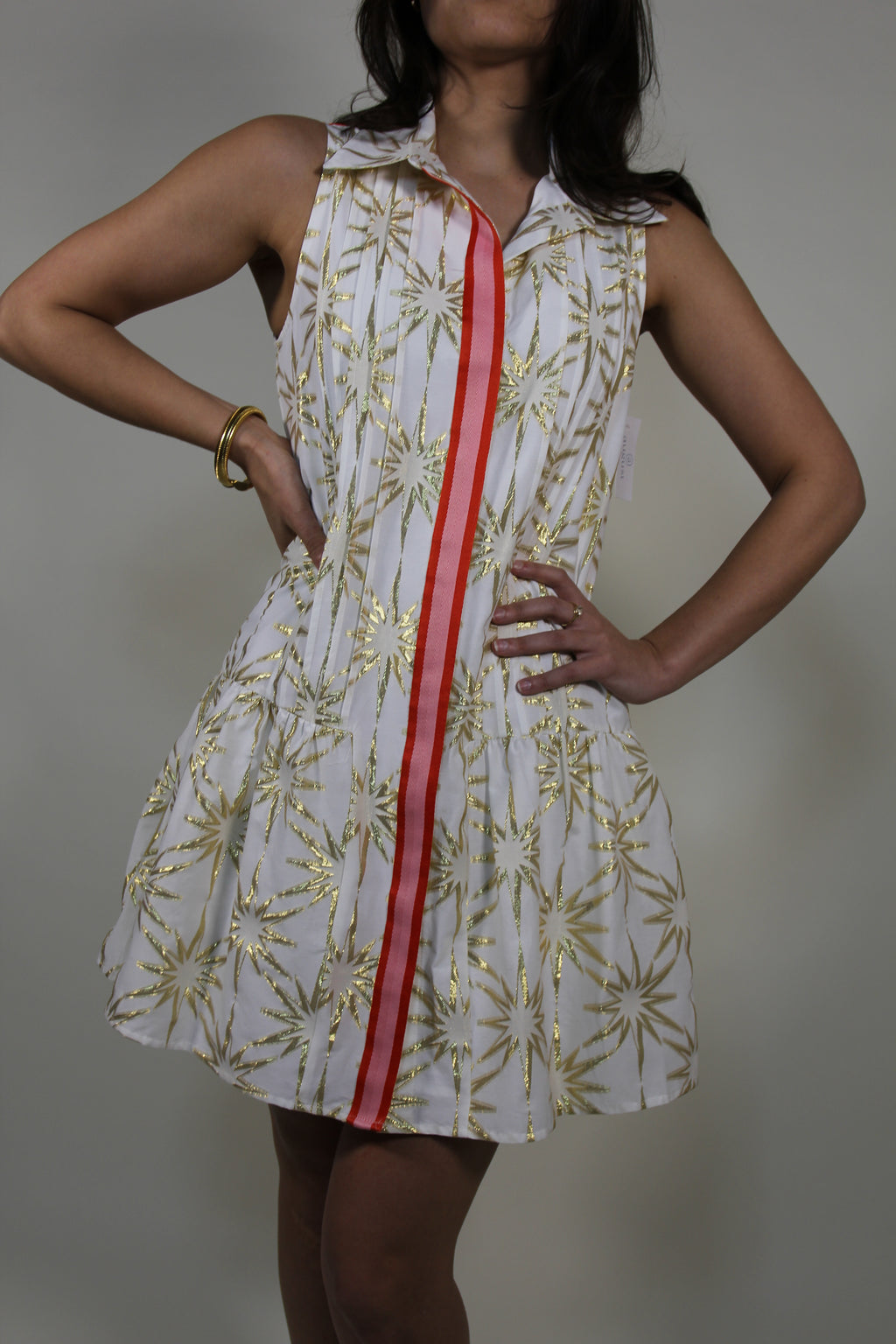 NWT Emily McCarthy Emdaisy Gold Jacquard Dress