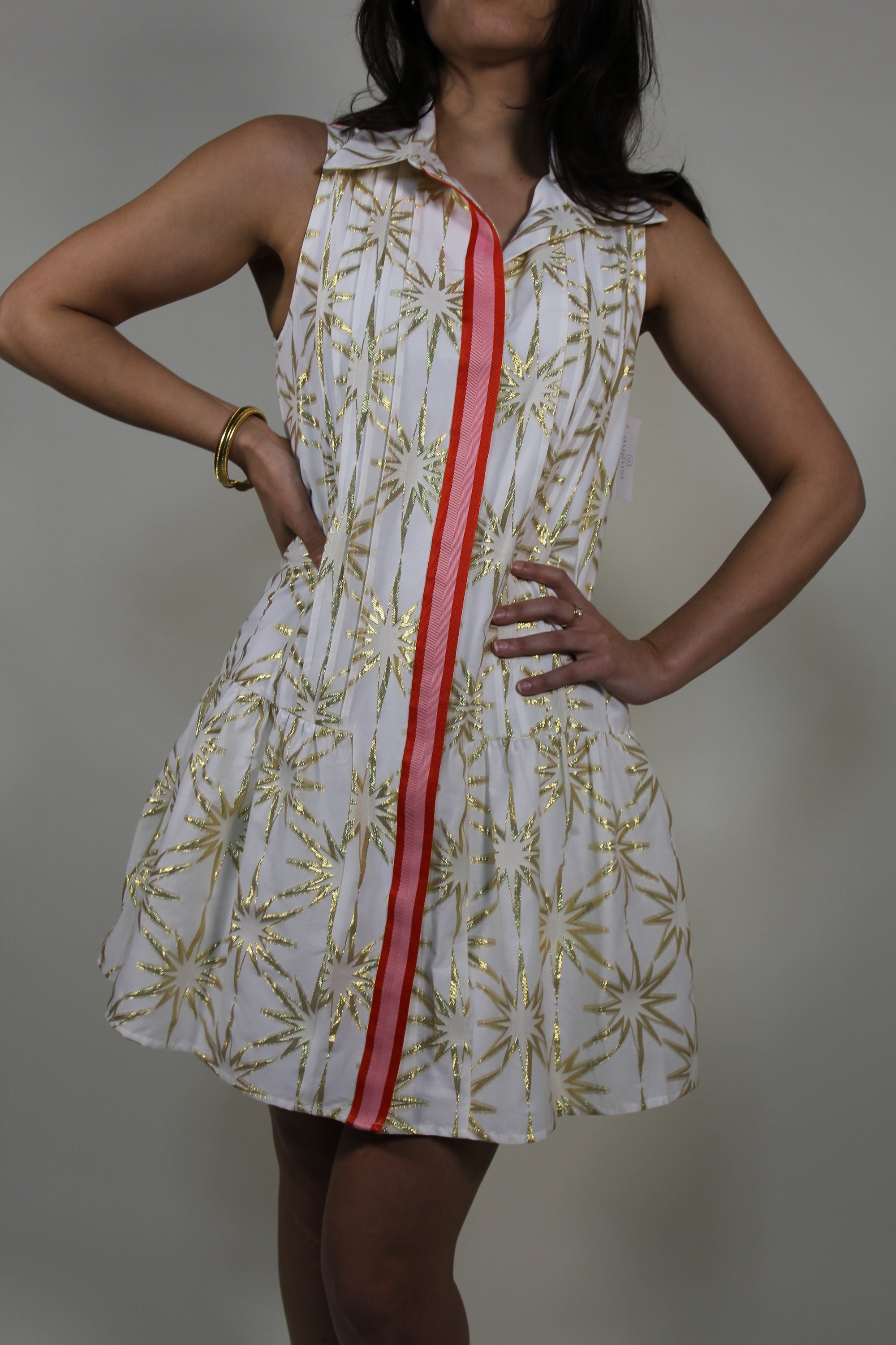 NWT Emily McCarthy Emdaisy Gold Jacquard Dress