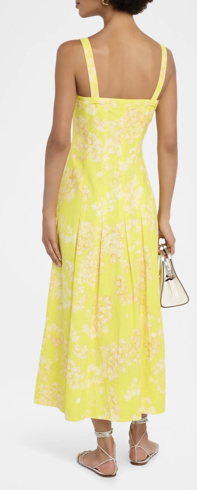 Marie Oliver Dixon Pleated Floral Midi Dress in Honeysuckle
