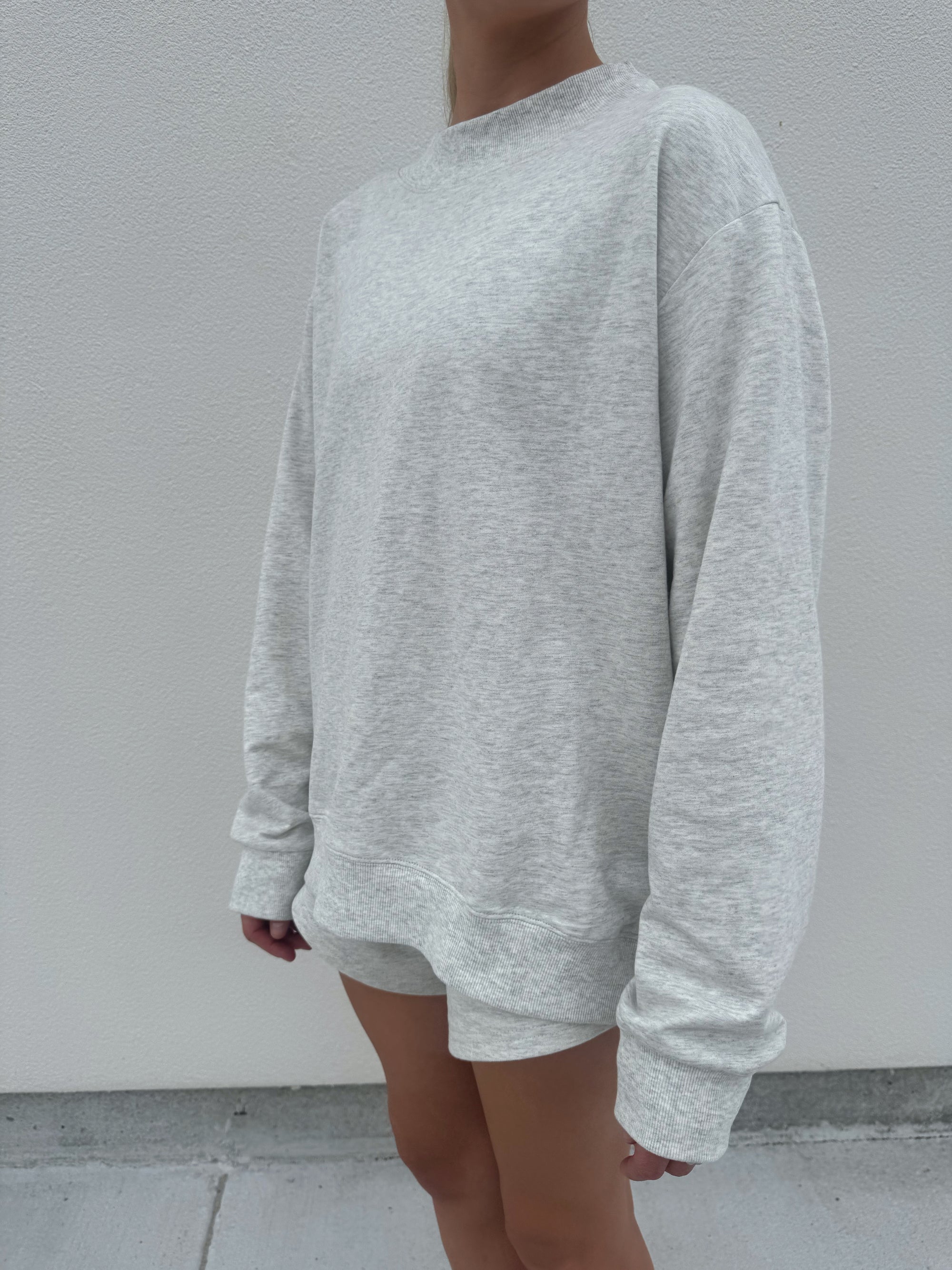 Grey Oversized Mock Neck Sweatshirt Set
