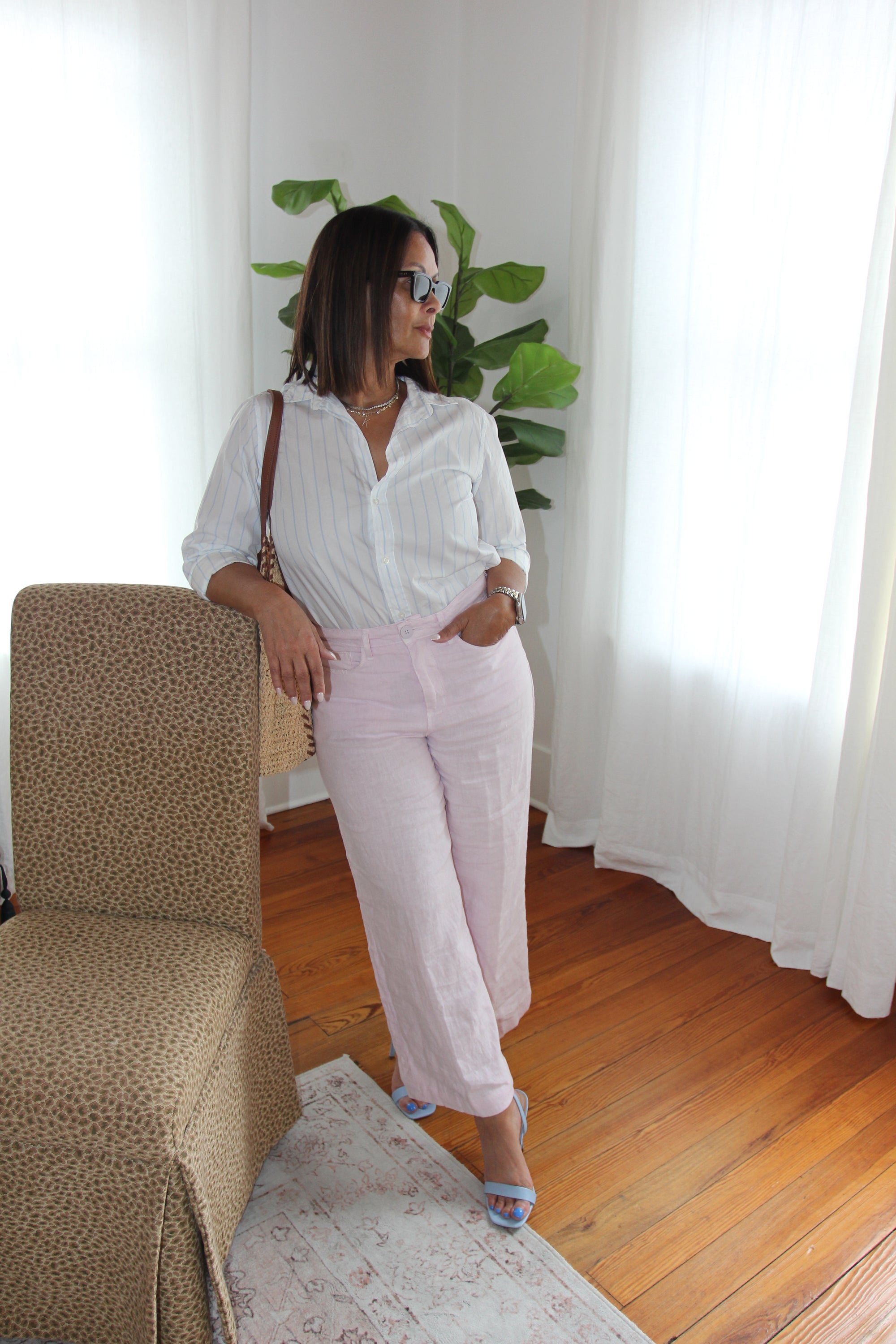 L'agence Amara High-Rise Wide-Leg Linen Pants