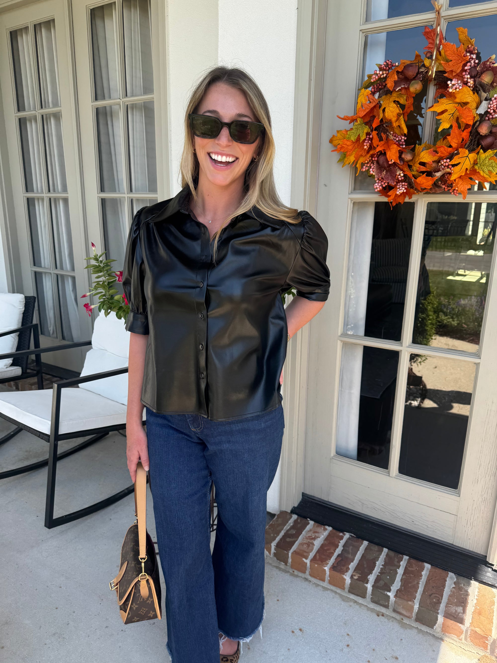 Black Leather Gael Top