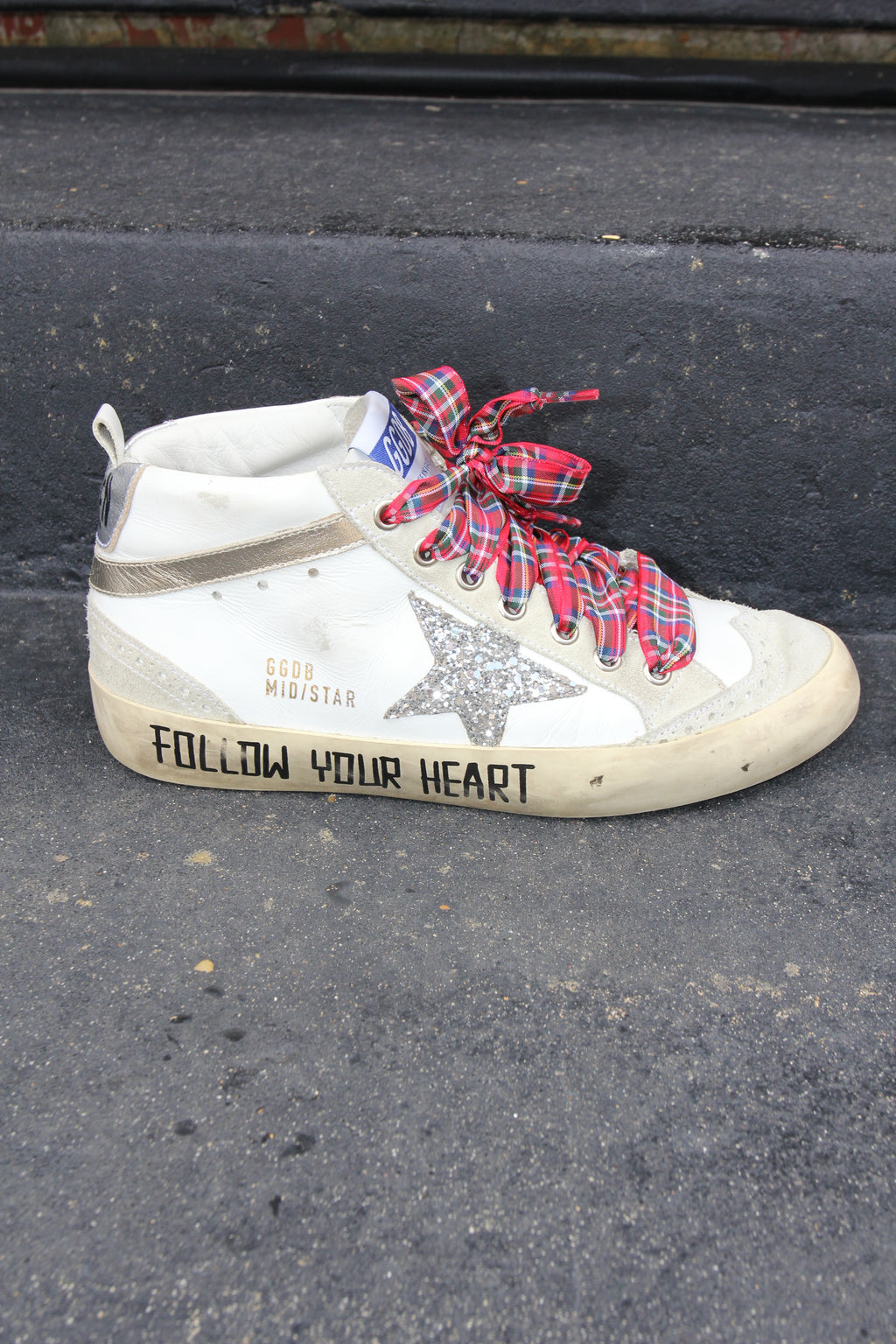 Golden Goose Mid Star “Follow Your Heart” Glitter Sneakers