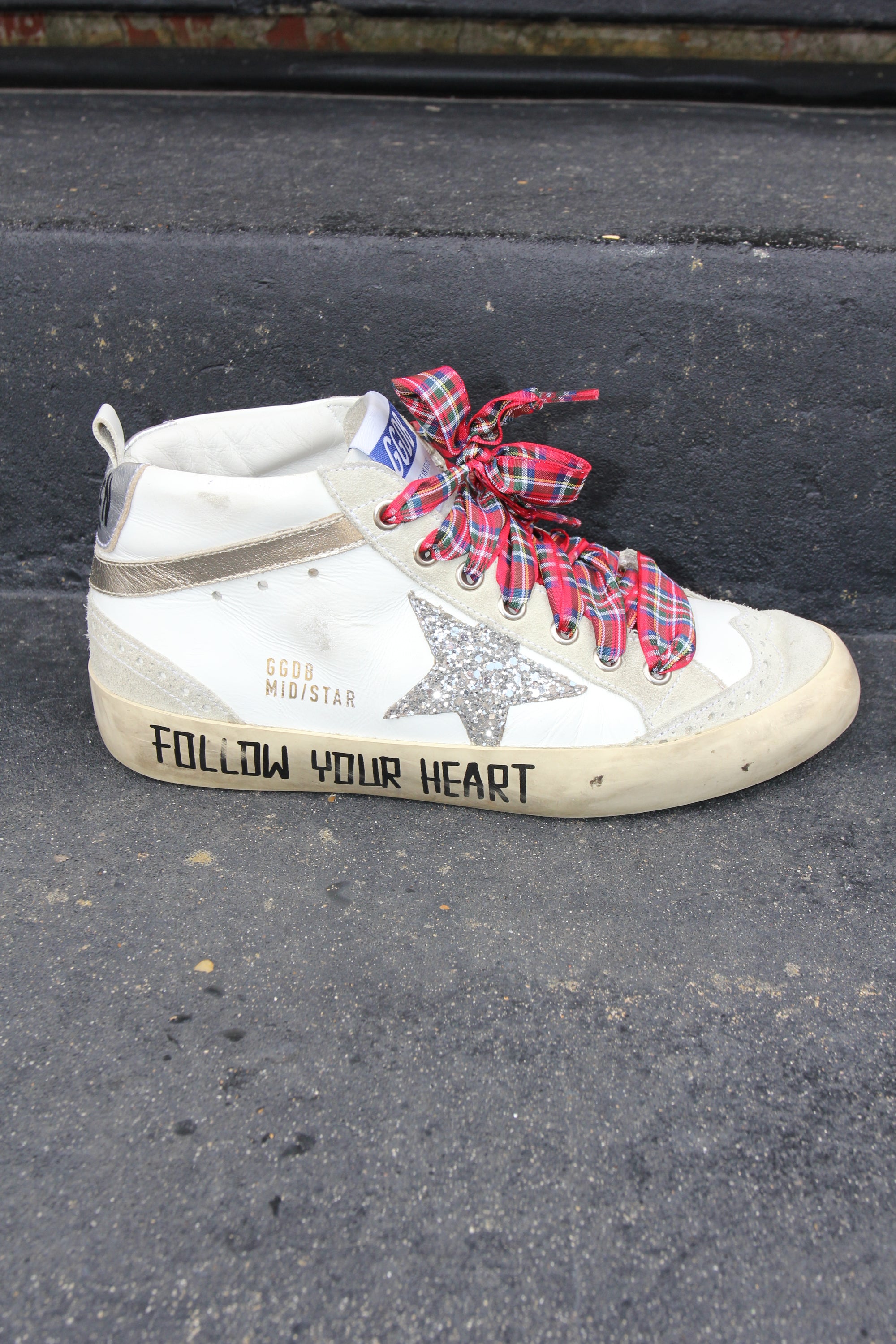 Golden Goose Mid Star “Follow Your Heart” Glitter Sneakers