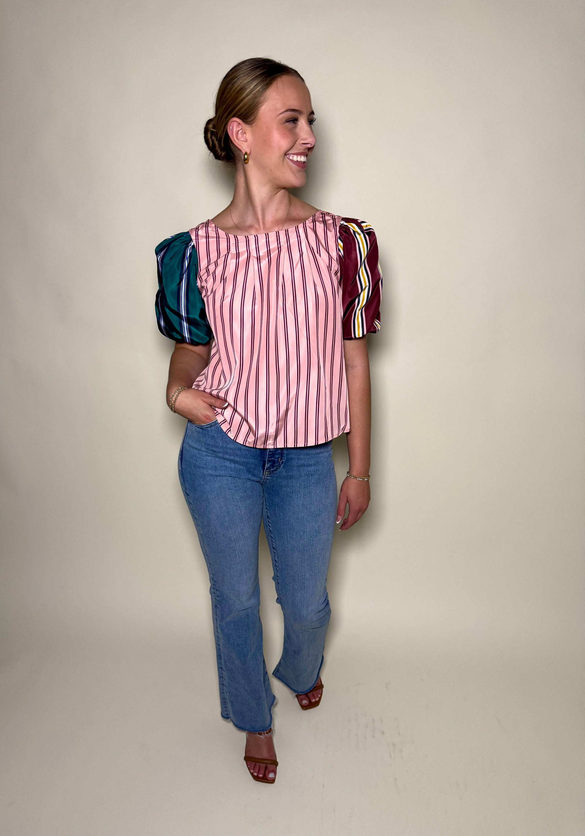 Maeve Taffeta Bow Swing Blouse