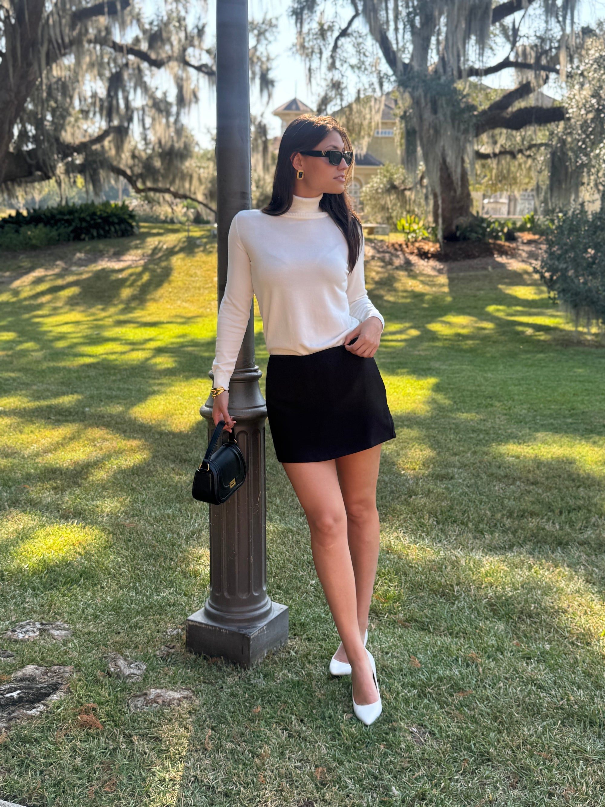 White Shimmer Turtle Neck