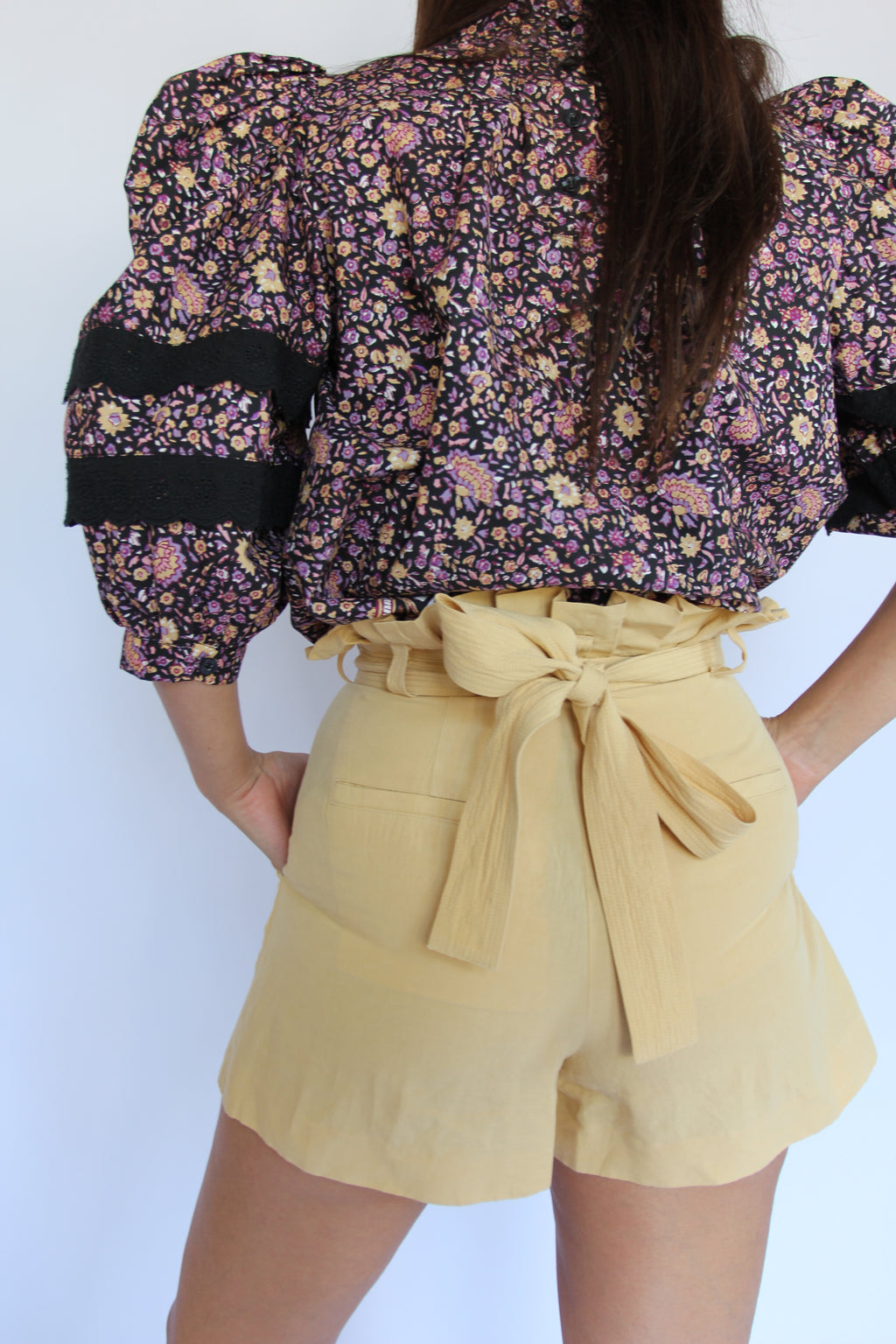 Ulla Johnson Yellow Linen Paper Bag Shorts