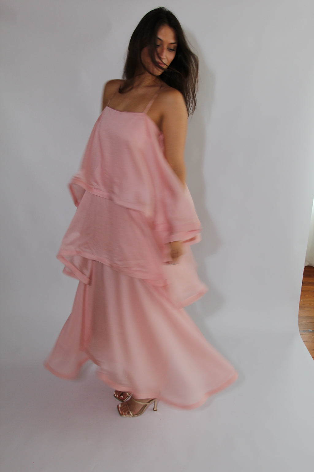 Elliatt Tilly Tiered Maxi Dress in Pale Pink