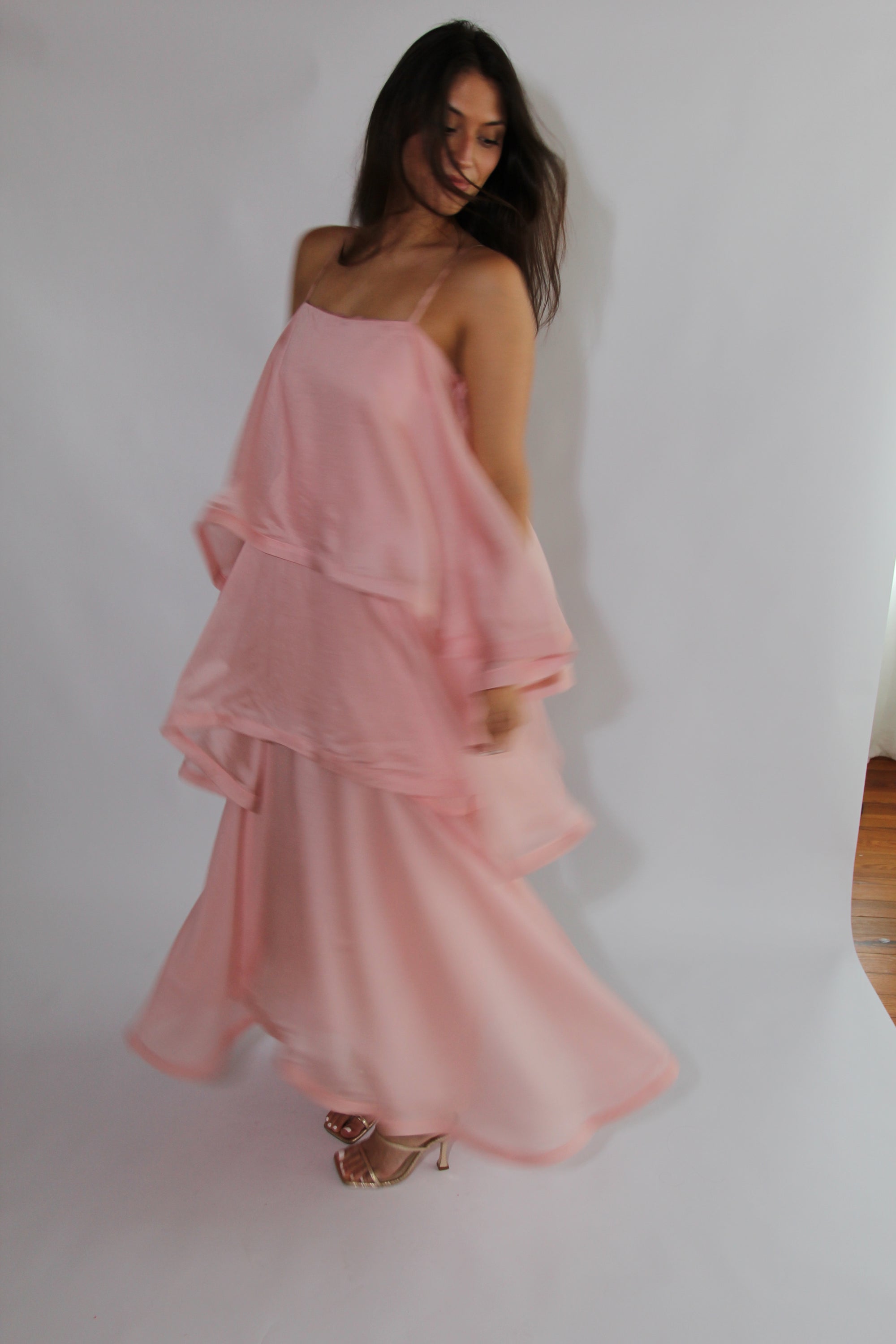 Elliatt Tilly Tiered Maxi Dress in Pale Pink
