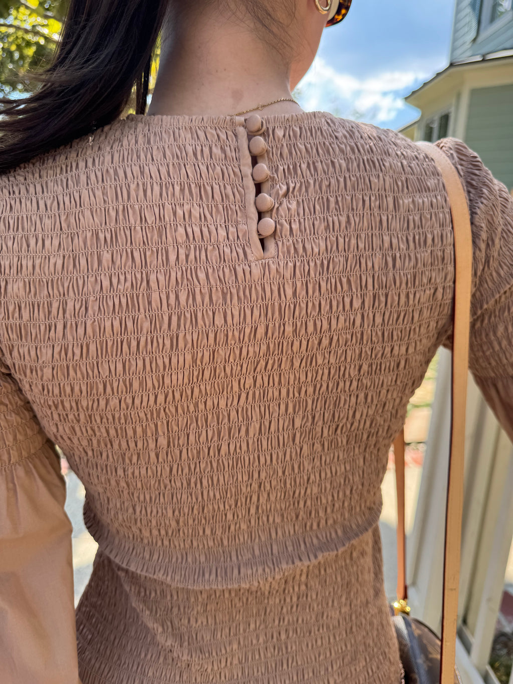 A.L.C. Kora Smocked Puff-Sleeve Dress