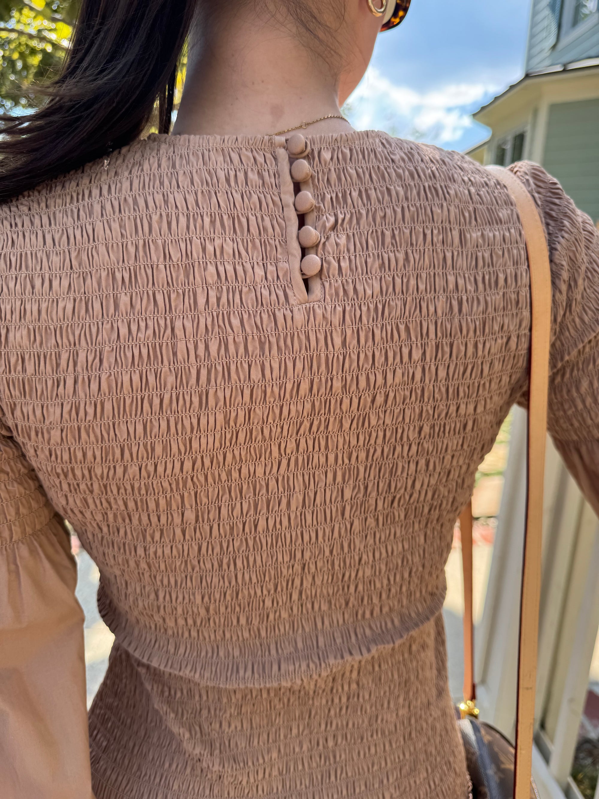 A.L.C. Kora Smocked Puff-Sleeve Dress