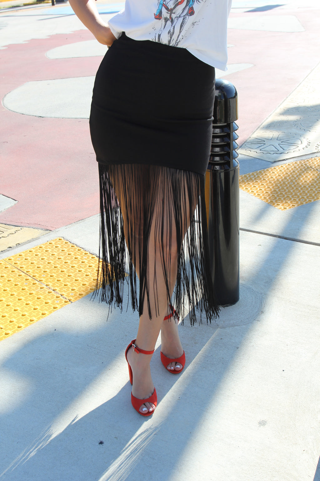 Karina Grimaldi Black Fringe Skirt