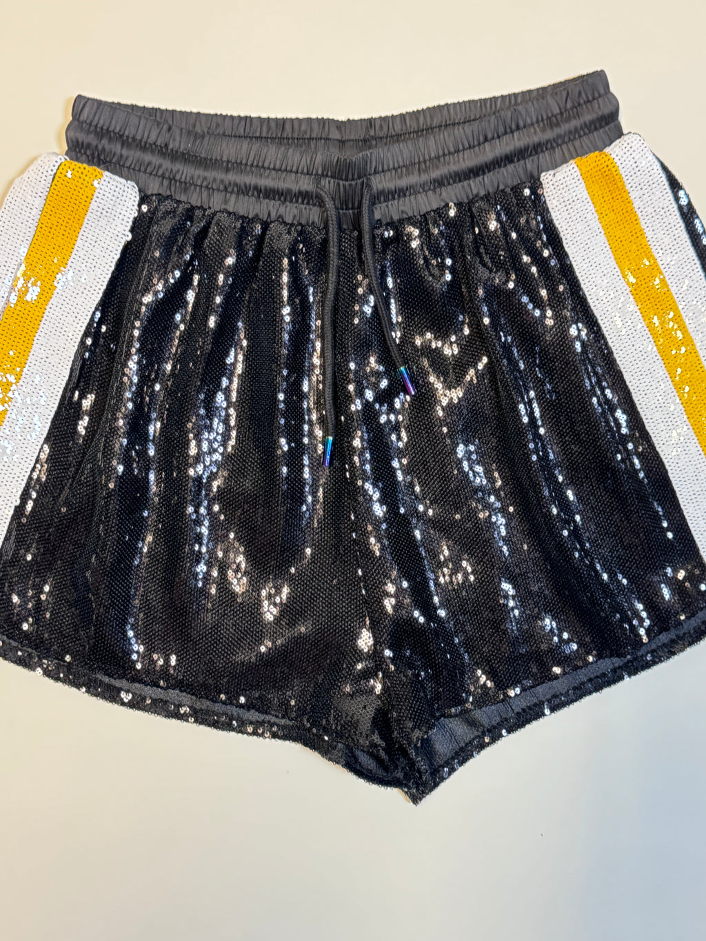 QOS Black Sequin Shorts