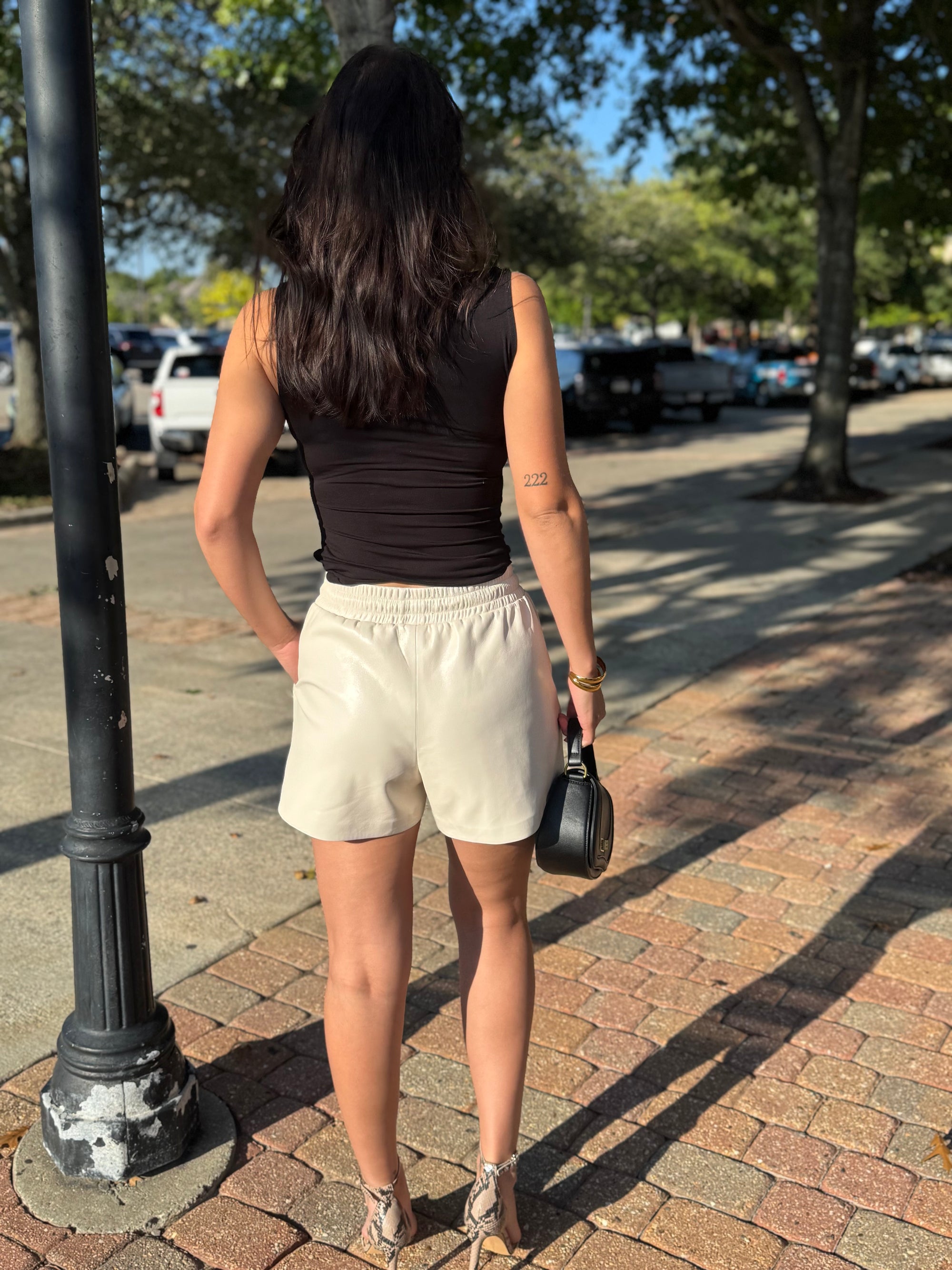Melissa Nepton Ivory Leather Shorts