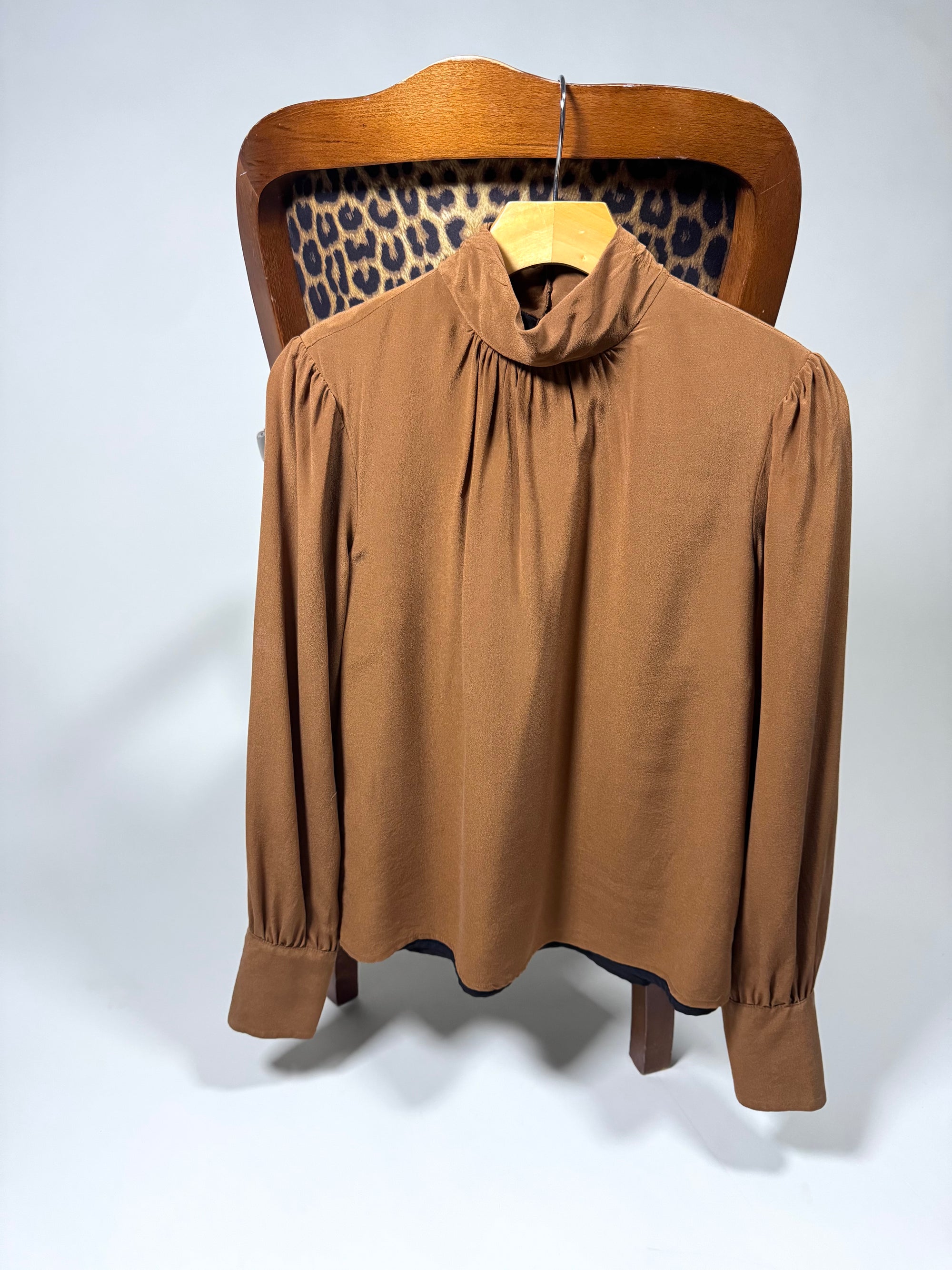 Brown High Neck Blouse