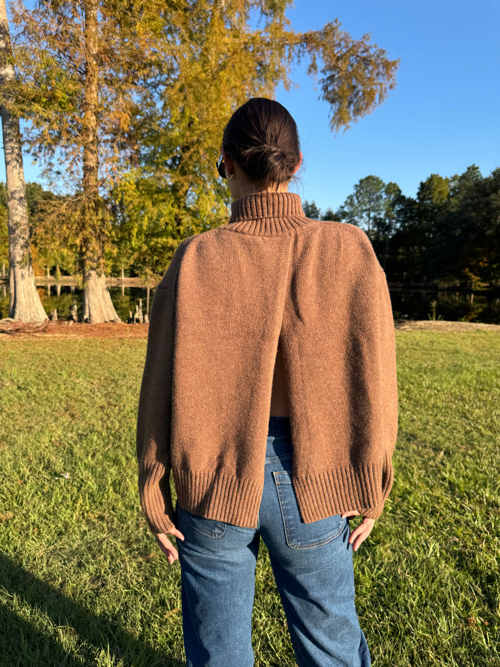 Brown Split Back Sweater