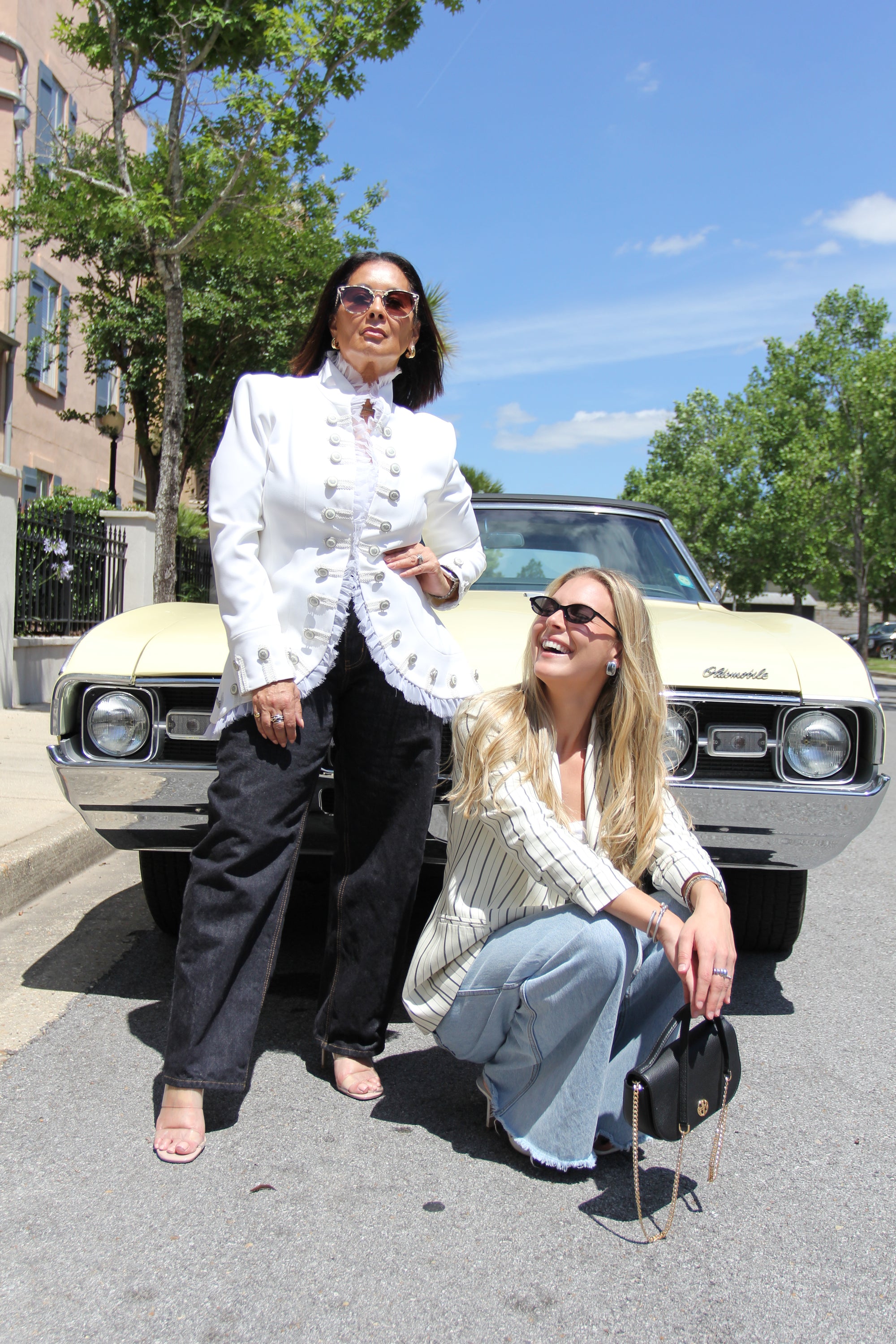 Vintage White Double Breasted Military Blazer