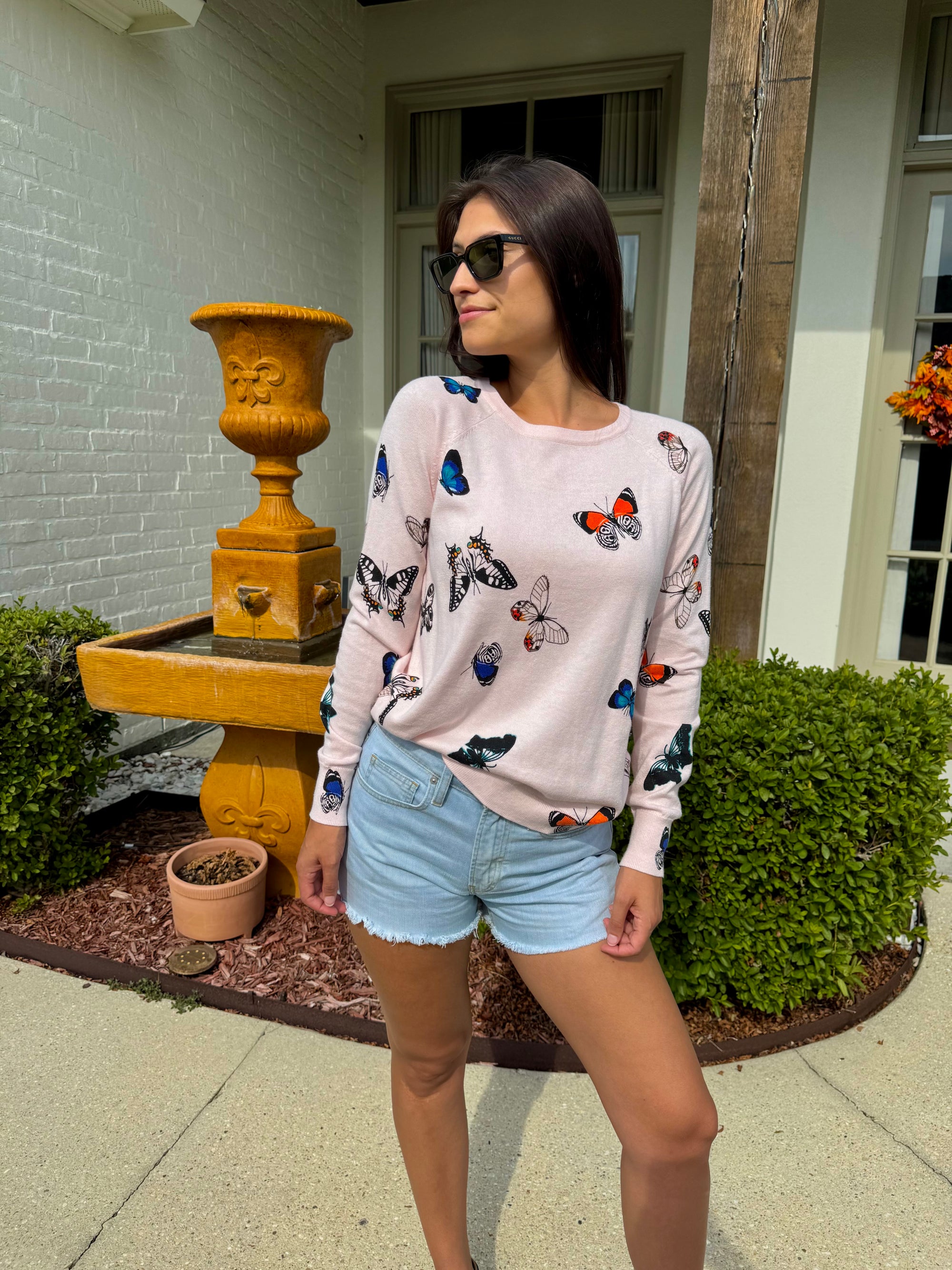 Pink Butterfly Sweater