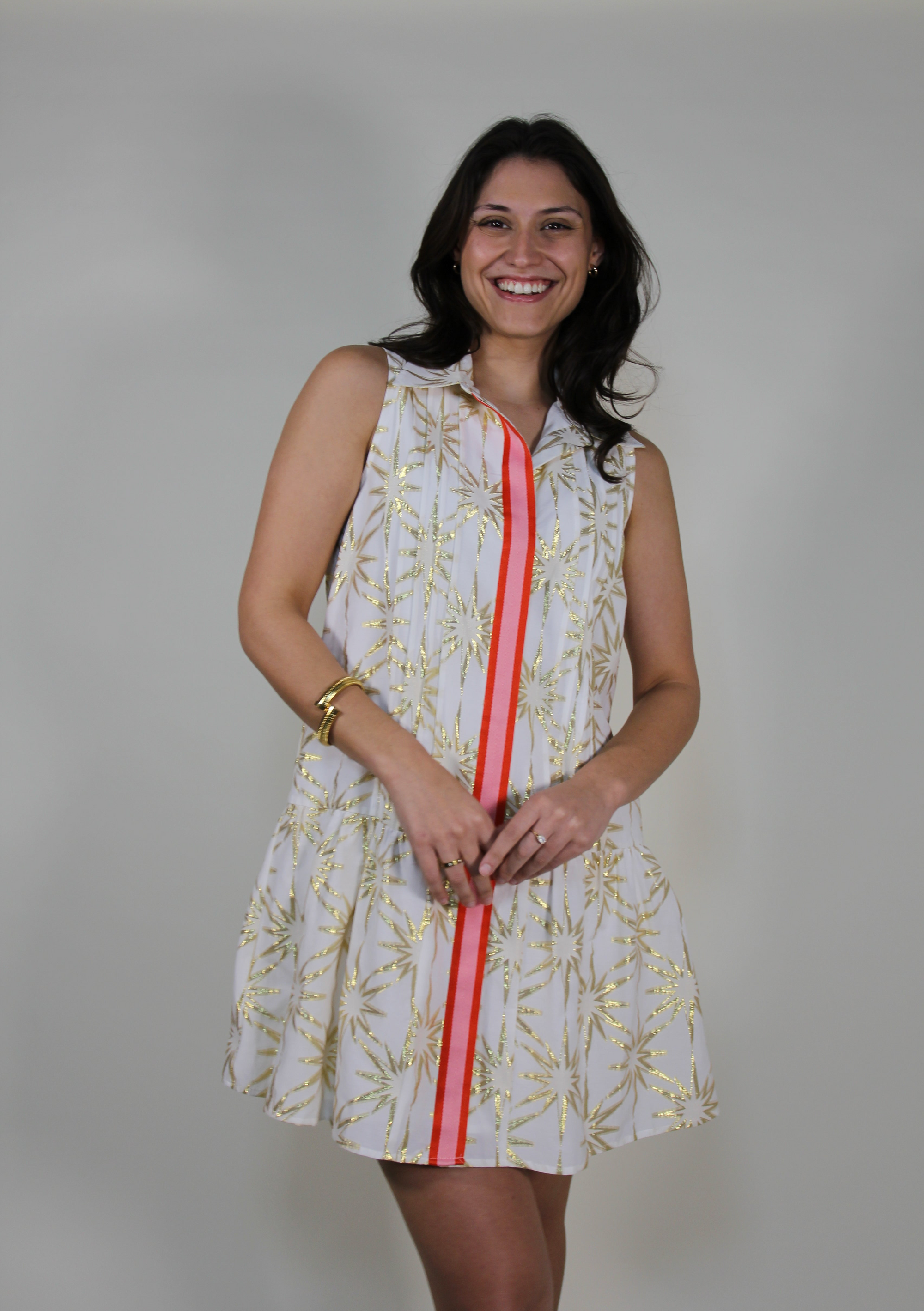 NWT Emily McCarthy Emdaisy Gold Jacquard Dress