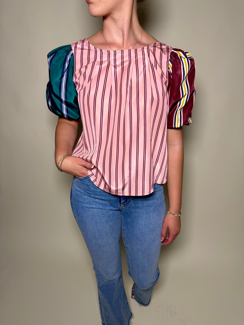 Maeve Taffeta Bow Swing Blouse