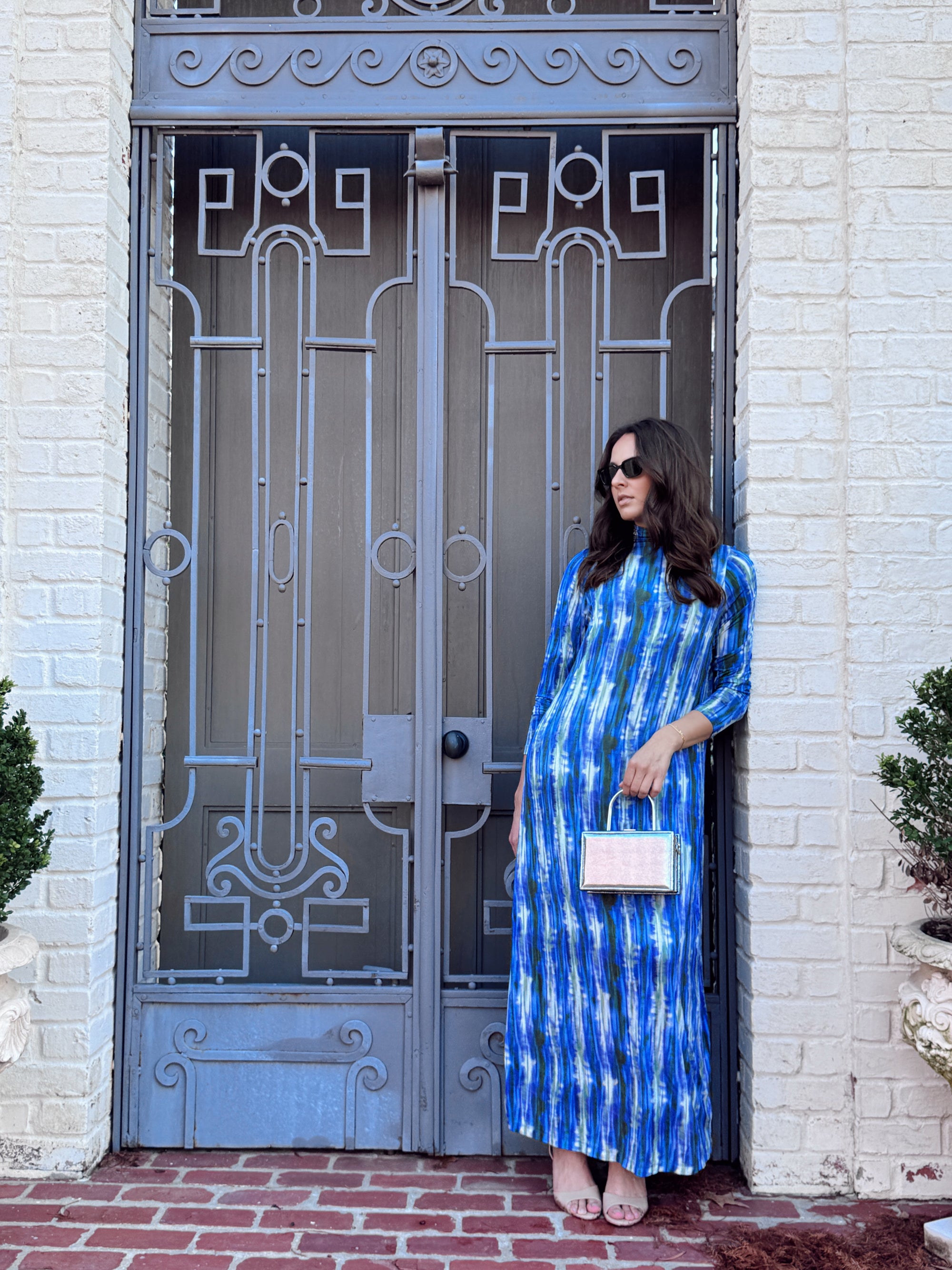 Marie Oliver Cobalt Blur Marble Turtleneck Midi