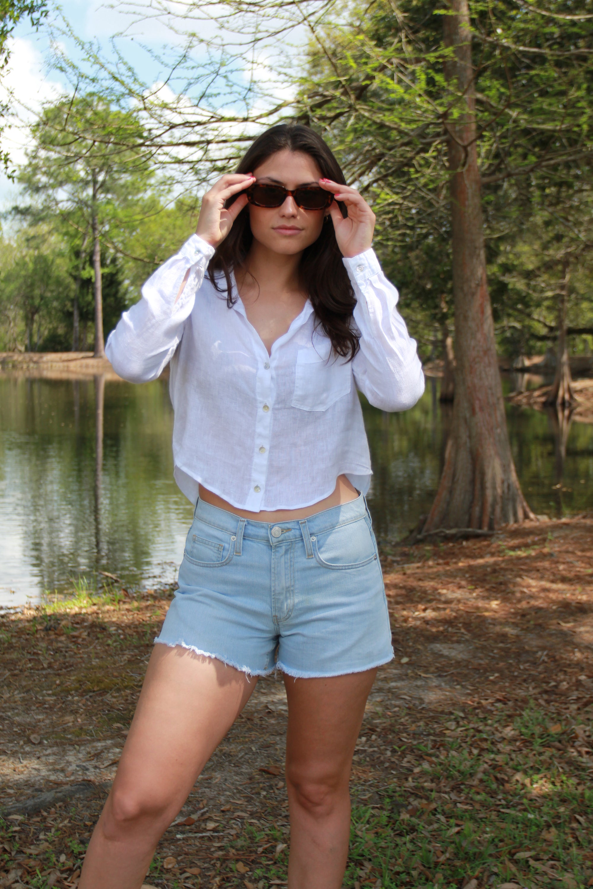Bella Dahl White Linen Button Up