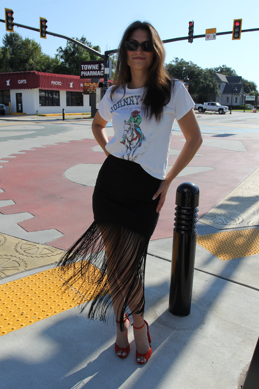 Karina Grimaldi Black Fringe Skirt