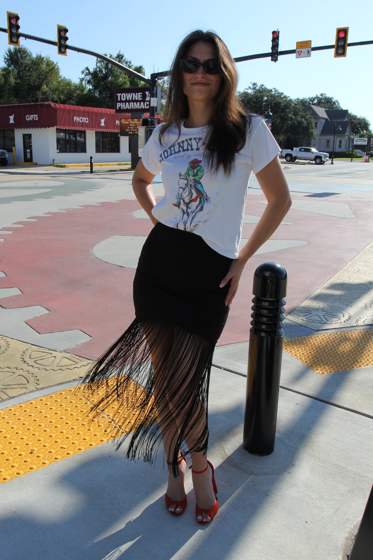 Karina Grimaldi Black Fringe Skirt