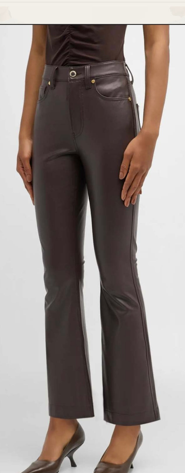 NWT Veronica Beard Brown Leather Crop Flare
