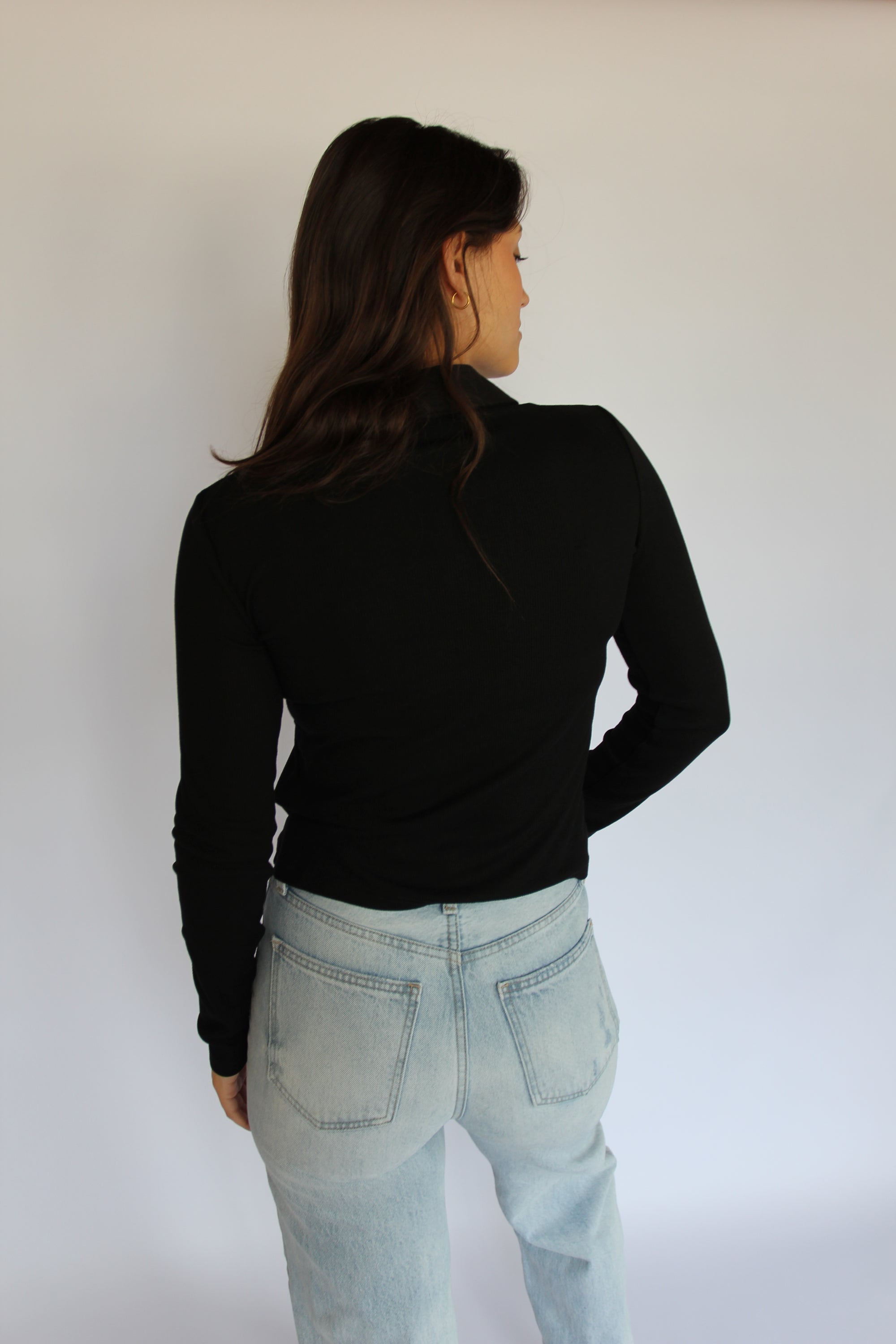 perfectwhitetee Black Ribbed Long Sleeve