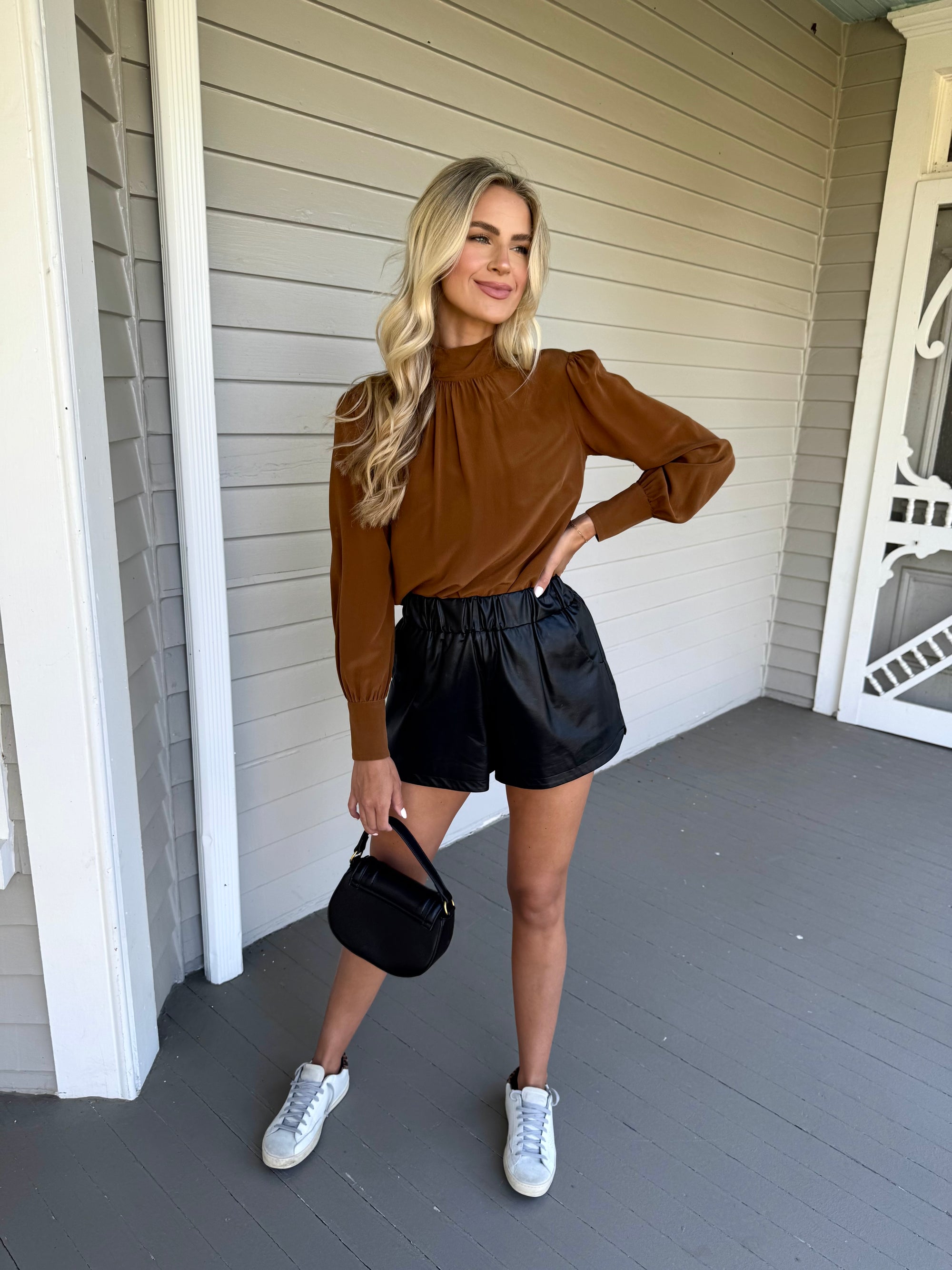 Brown High Neck Blouse
