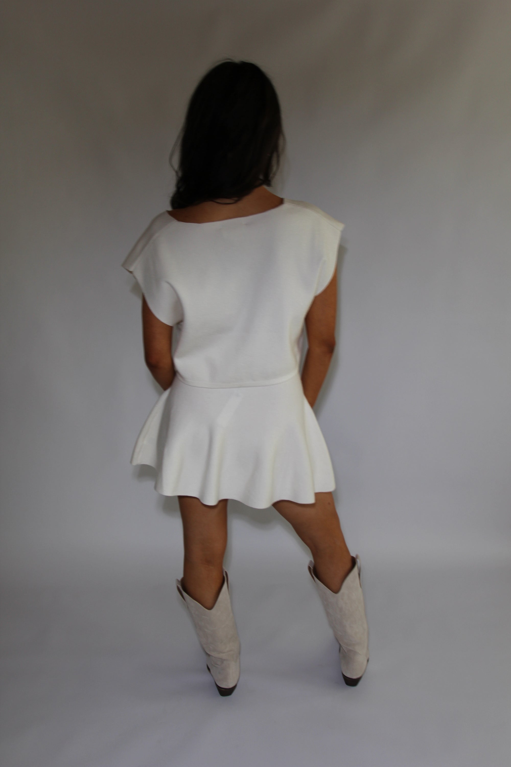 White Sweater Skirt Set