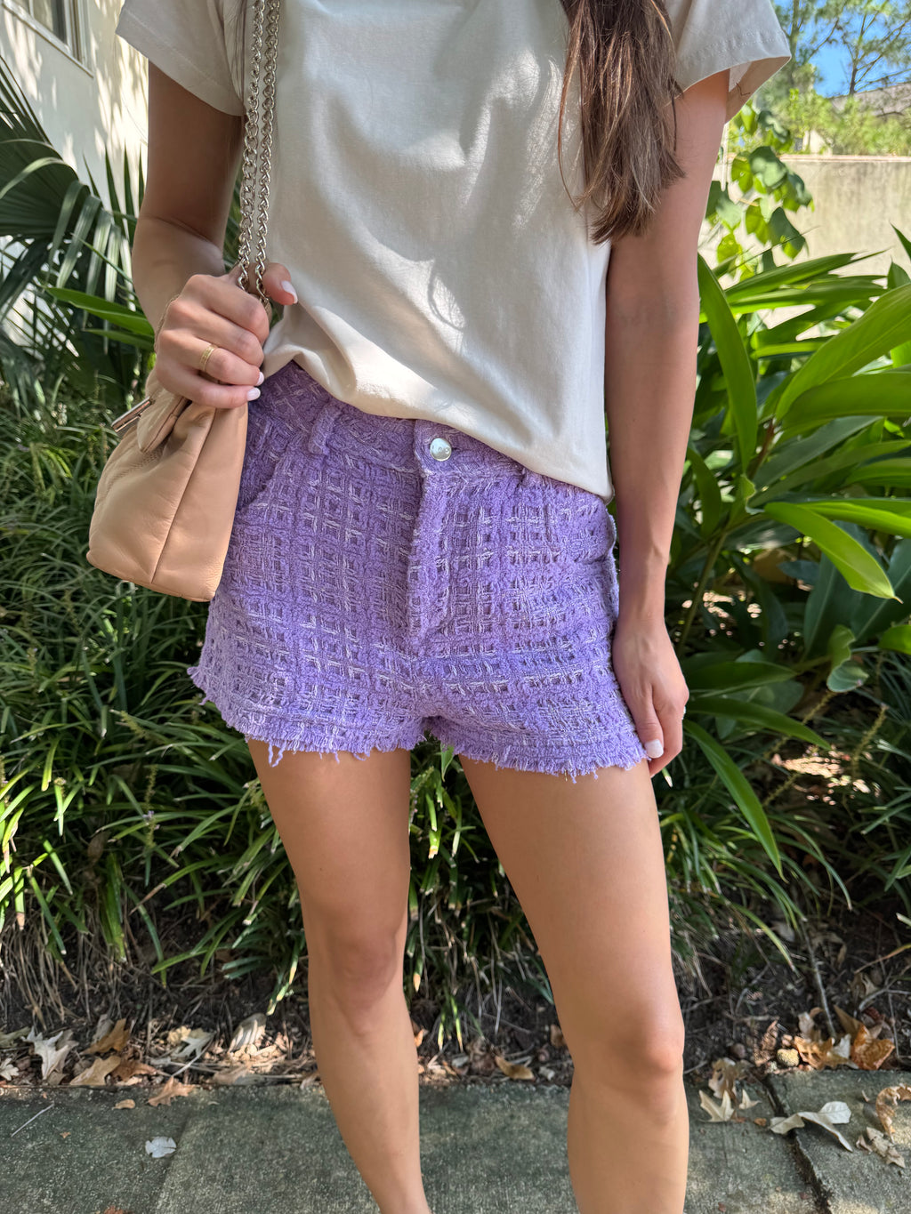 IRO Lavender Tweed Shorts