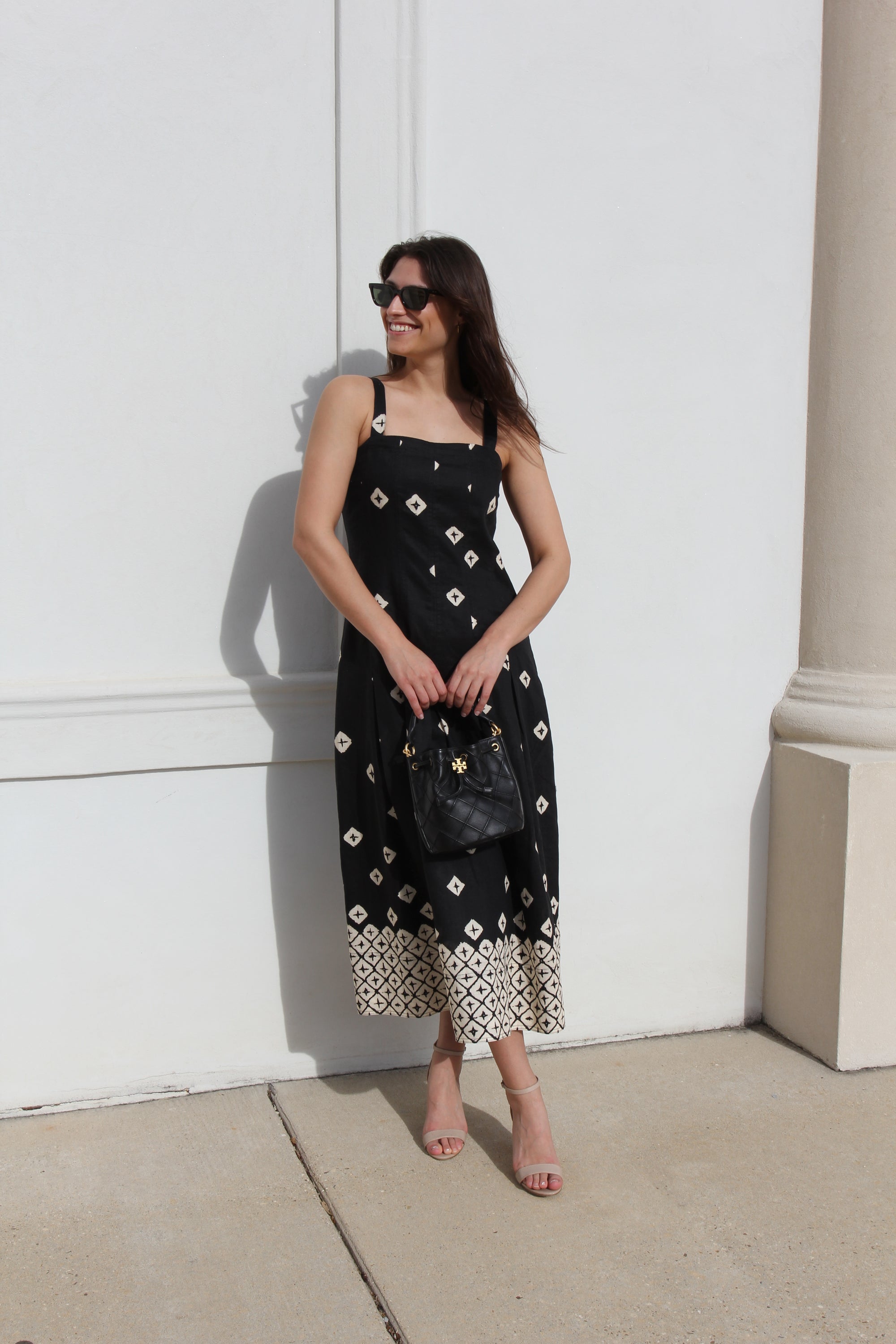 Marie Oliver Dixon Square Neck Linen Midi Dress