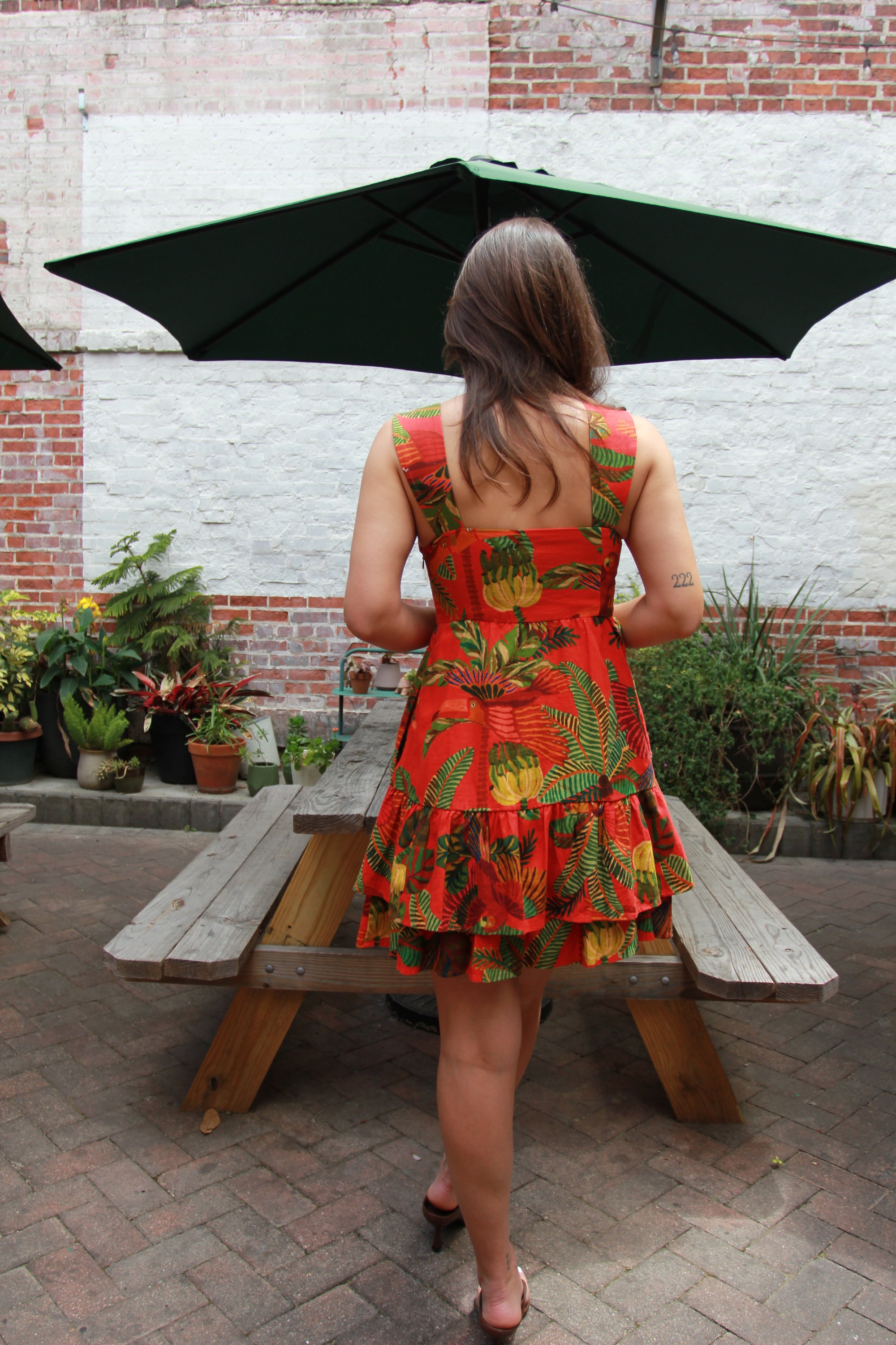 Farm Rio Red Forest Birds Mini Dress