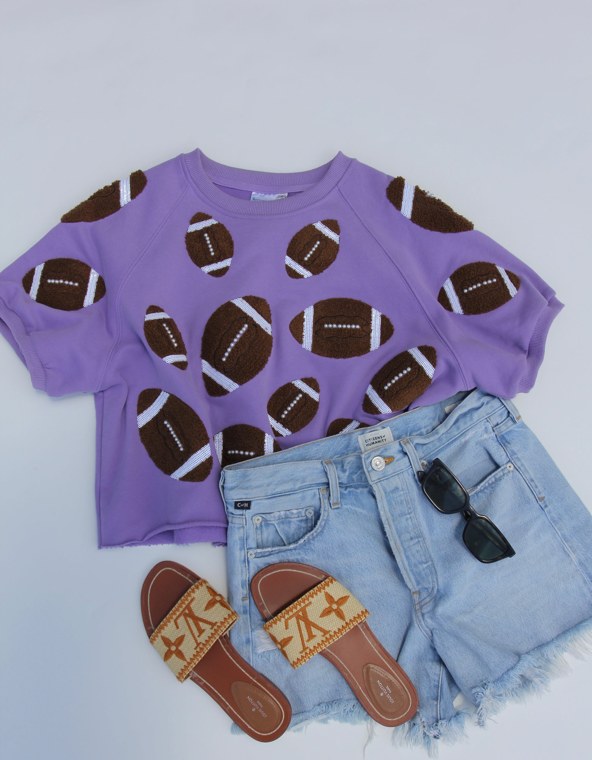 QOS Purple Football Cropped Sweatshirt