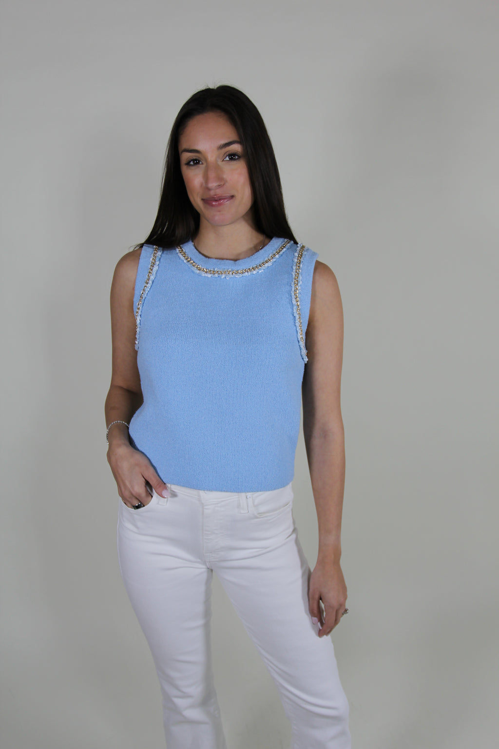 NWT Blue Chain Knit Sweater Vest