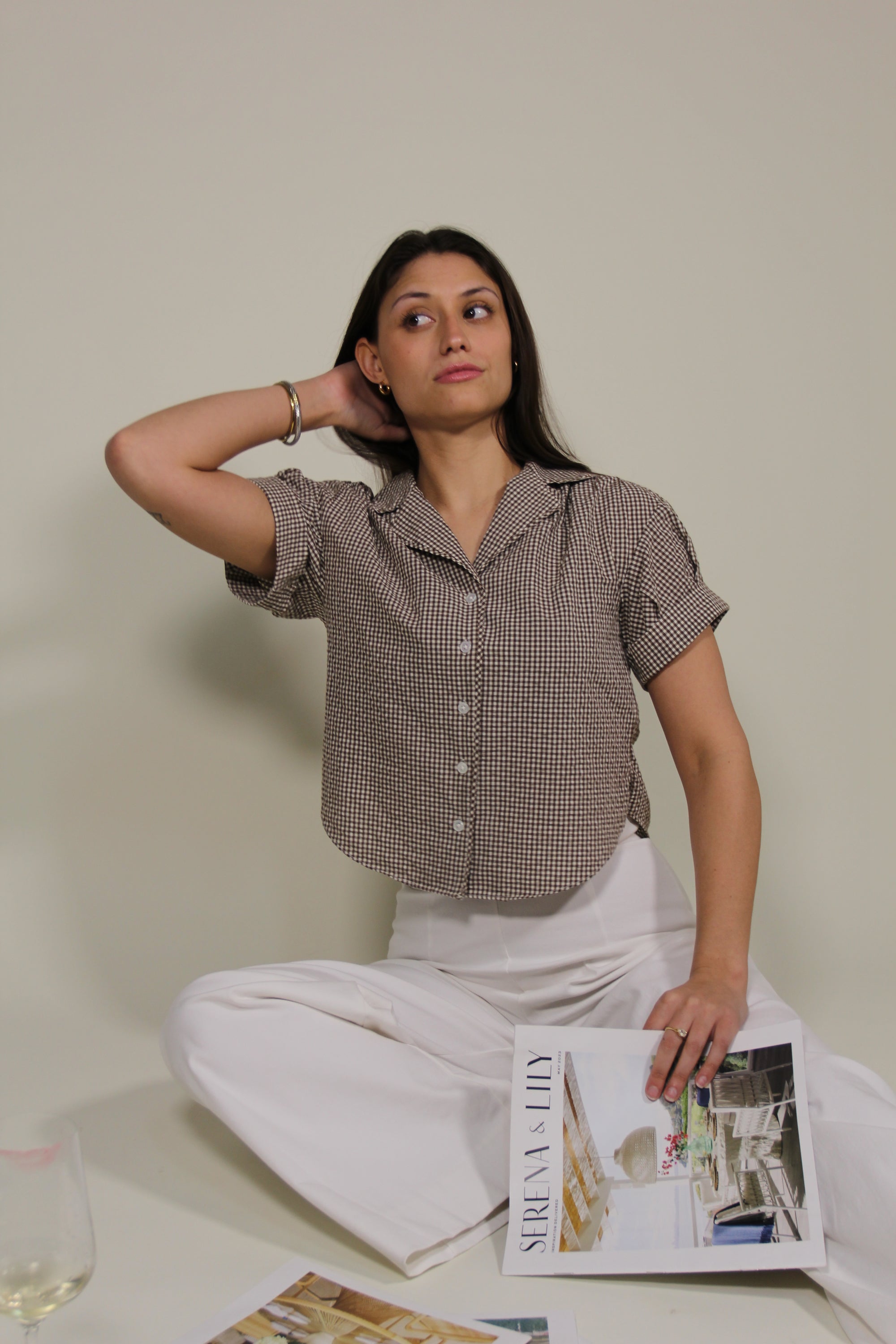Veronica Beard Llene Gingham Top