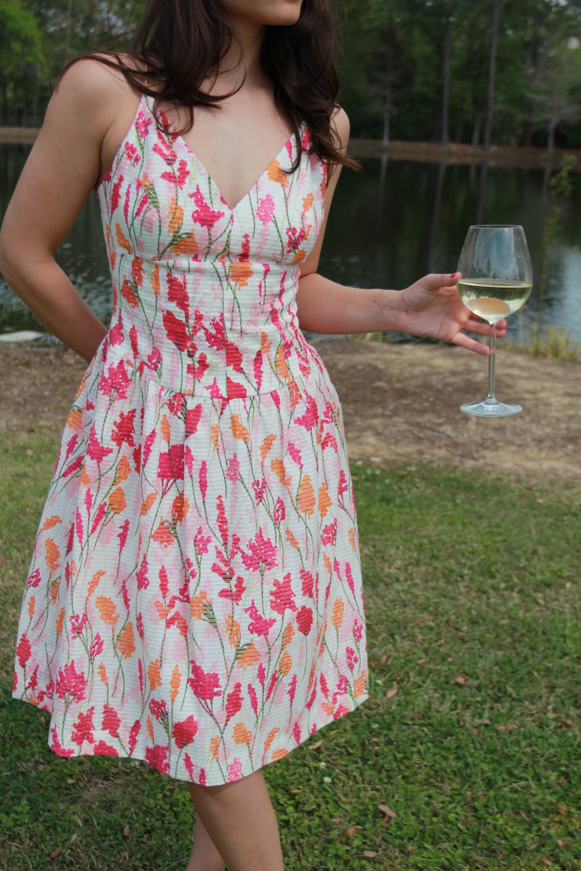 Vintage Carmen Marc Valvo Floral Midi