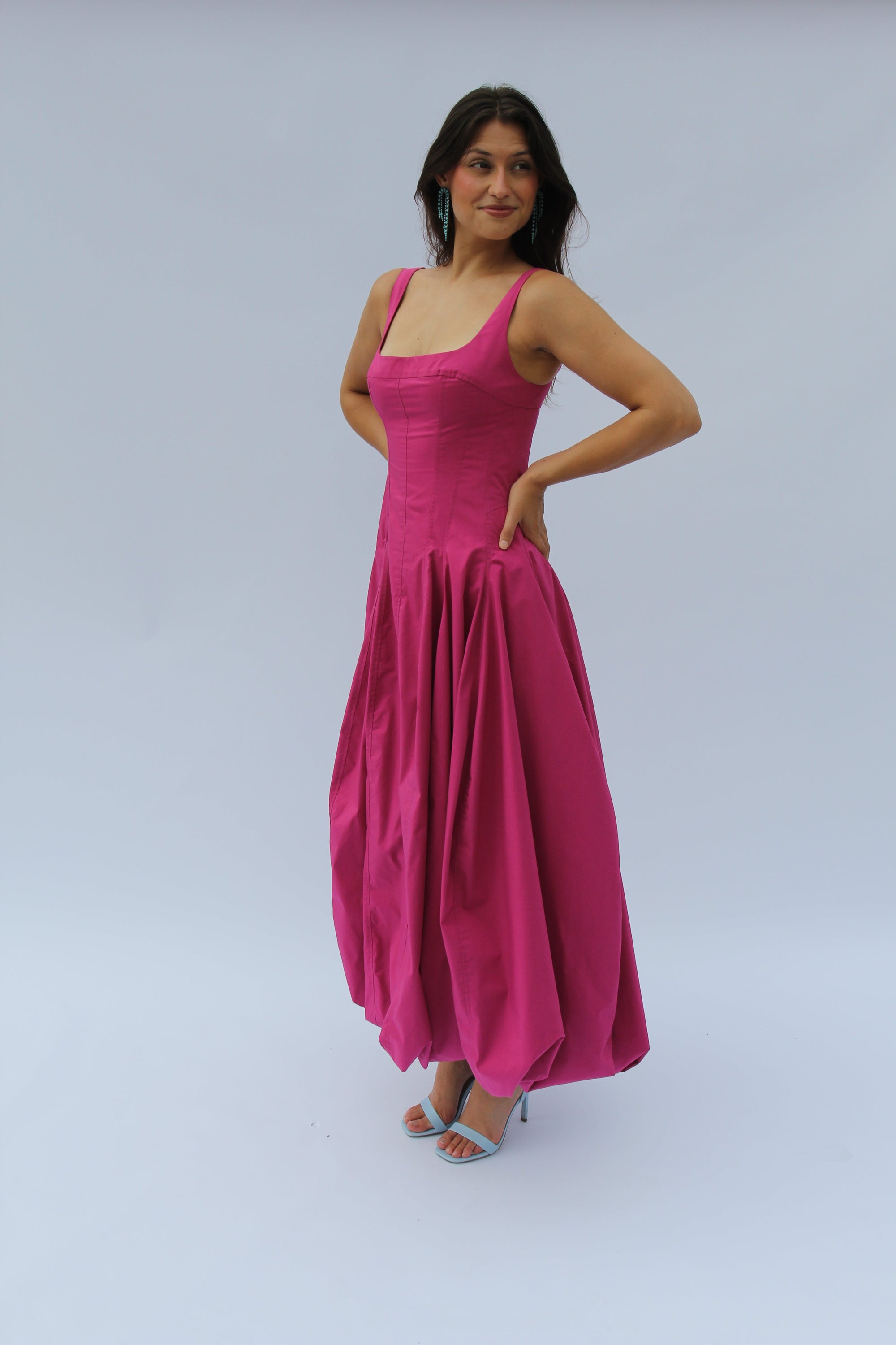 Simkhai Hally Cotton Bubble Midi Dress in Bougainvellia