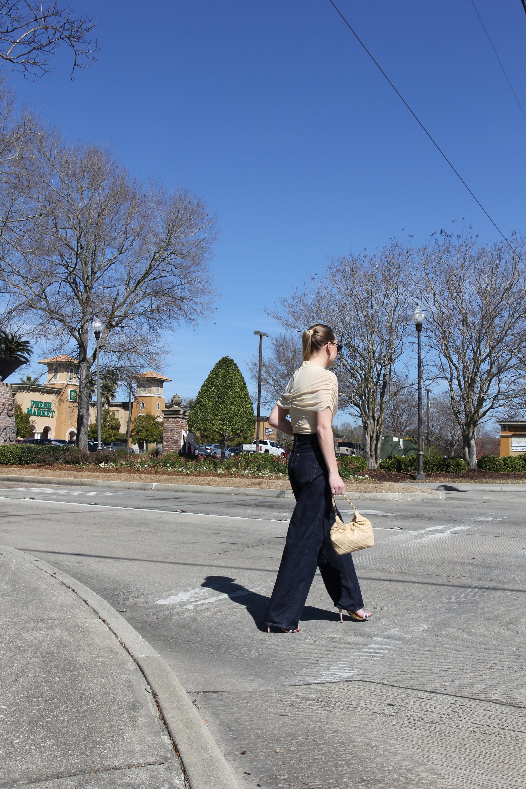 Beige Mesh Mock Neck Top